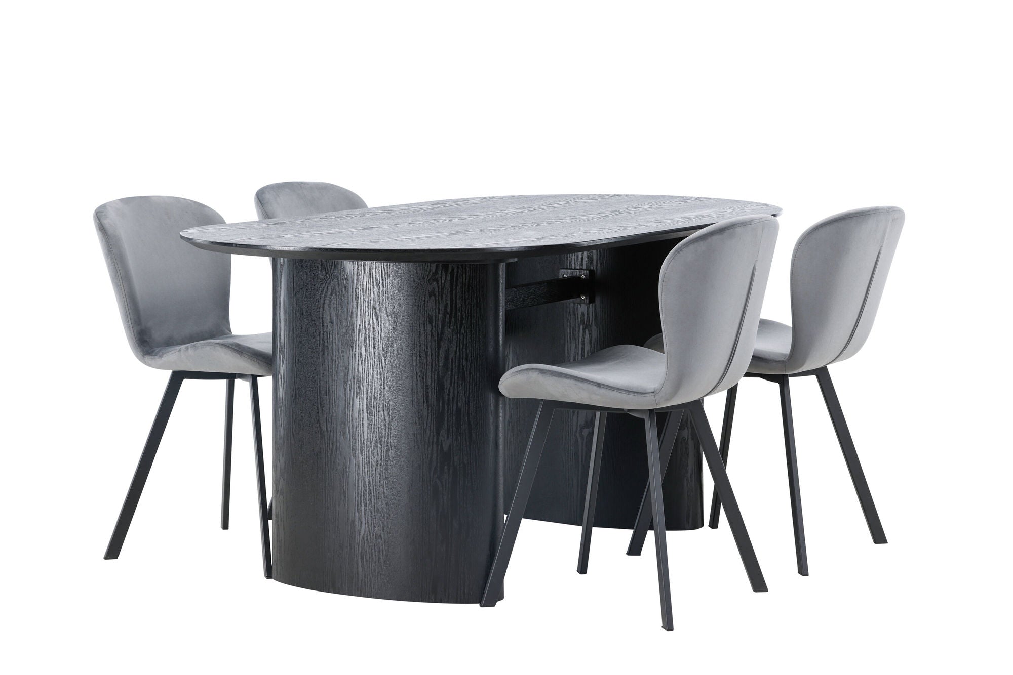 Venture Home Isolde spisebord 180*75 - Black / Black MDF +Lilja Spisebordsstol - Black / Dark grey Fabric _4