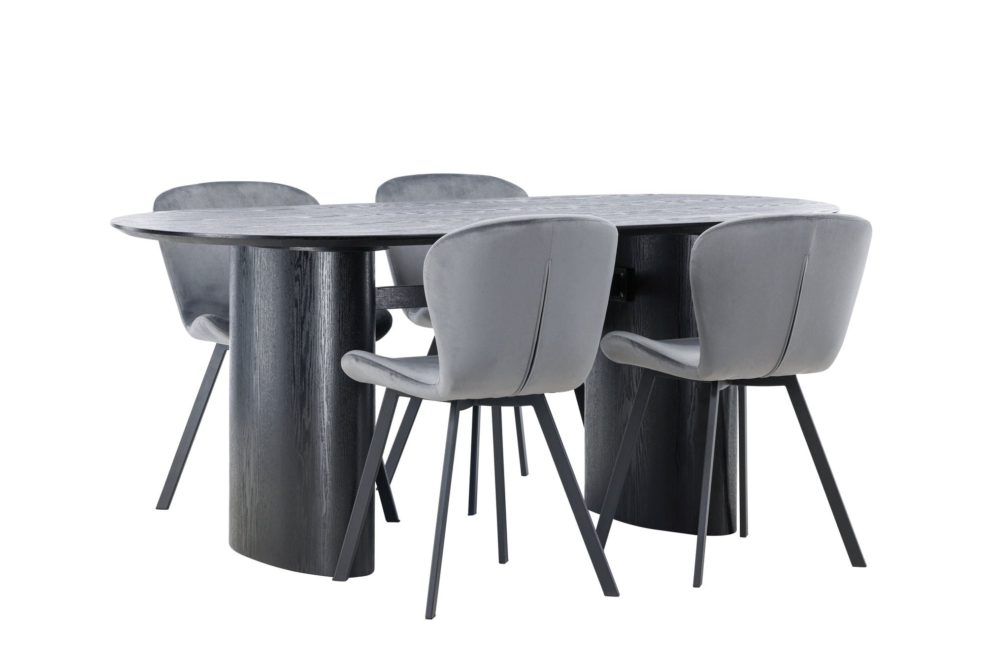 Venture Home Isolde spisebord 180*75 - Black / Black MDF +Lilja Spisebordsstol - Black / Dark grey Fabric _4