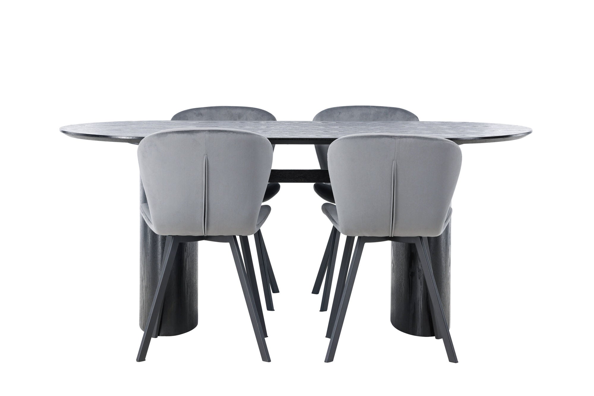 Venture Home Isolde spisebord 180*75 - Black / Black MDF +Lilja Spisebordsstol - Black / Dark grey Fabric _4