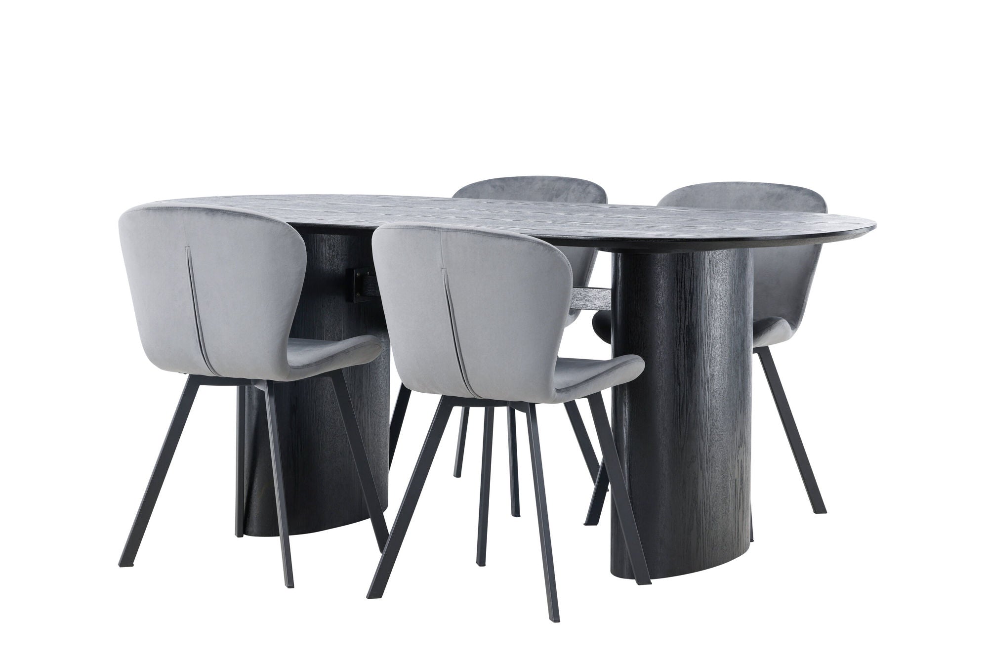 Venture Home Isolde spisebord 180*75 - Black / Black MDF +Lilja Spisebordsstol - Black / Dark grey Fabric _4