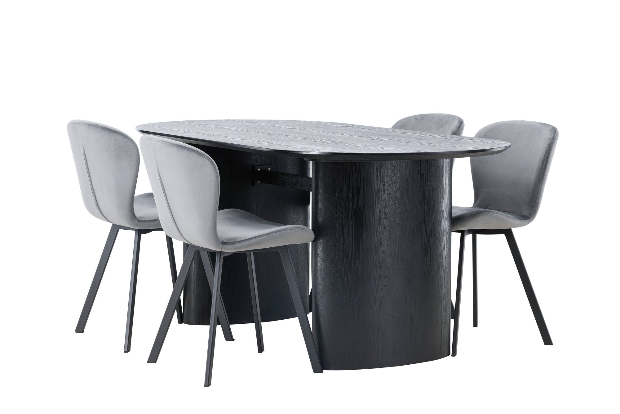 Venture Home Isolde spisebord 180*75 - Black / Black MDF +Lilja Spisebordsstol - Black / Dark grey Fabric _4