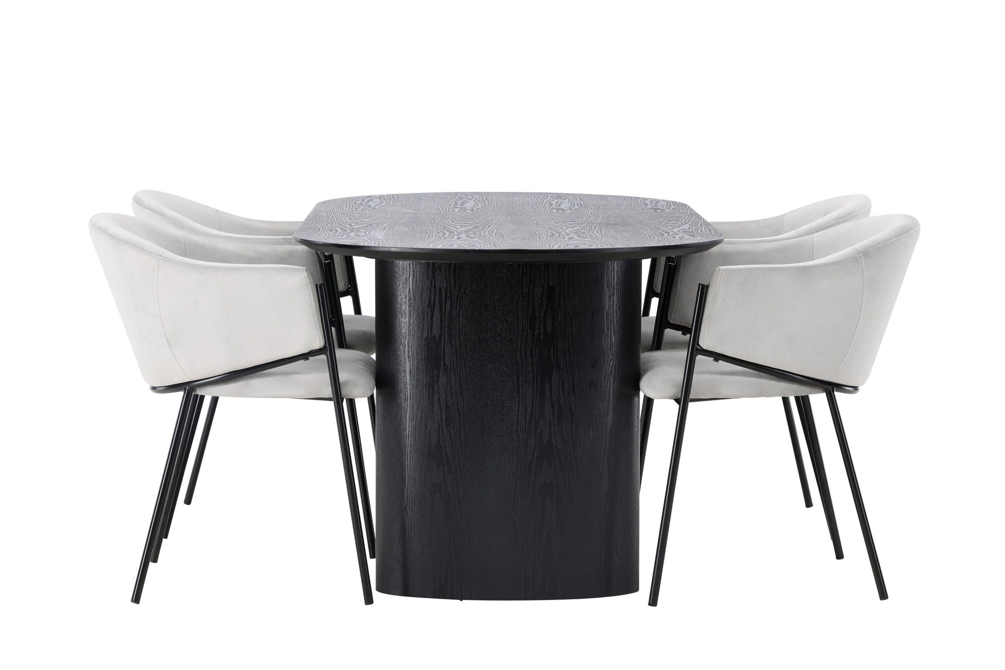 Venture Home Isolde spisebord 180*75 - Black / Black MDF +Evelina Spisebordsstol - Black / Light grey Velvet _4