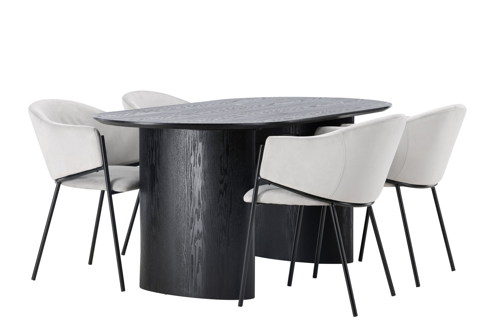 Venture Home Isolde spisebord 180*75 - Black / Black MDF +Evelina Spisebordsstol - Black / Light grey Velvet _4