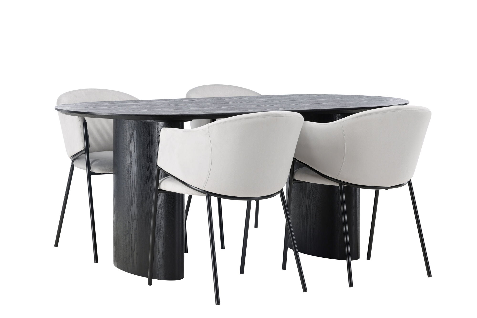 Venture Home Isolde spisebord 180*75 - Black / Black MDF +Evelina Spisebordsstol - Black / Light grey Velvet _4