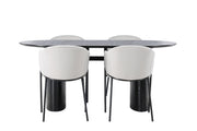 Venture Home Isolde spisebord 180*75 - Black / Black MDF +Evelina Spisebordsstol - Black / Light grey Velvet _4