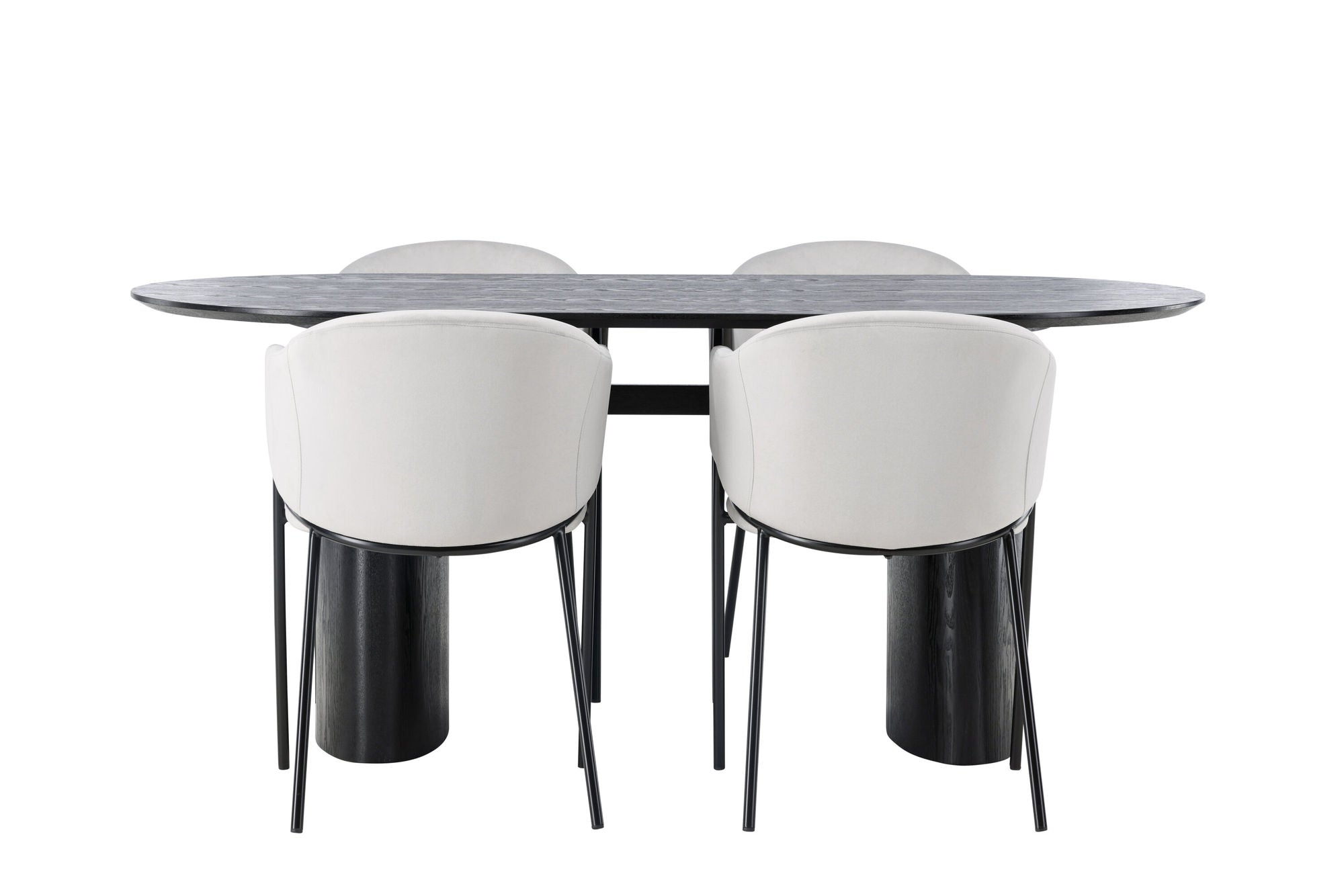 Venture Home Isolde spisebord 180*75 - Black / Black MDF +Evelina Spisebordsstol - Black / Light grey Velvet _4