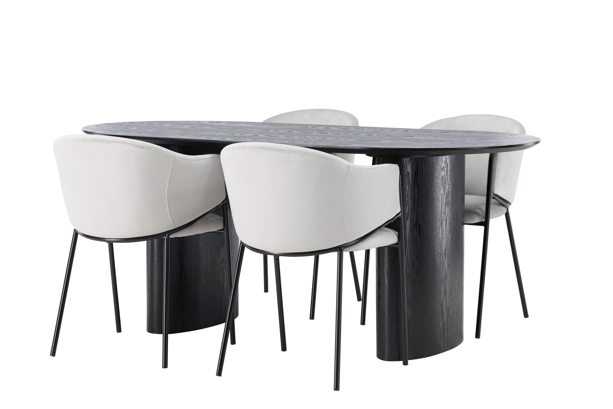 Venture Home Isolde spisebord 180*75 - Black / Black MDF +Evelina Spisebordsstol - Black / Light grey Velvet _4