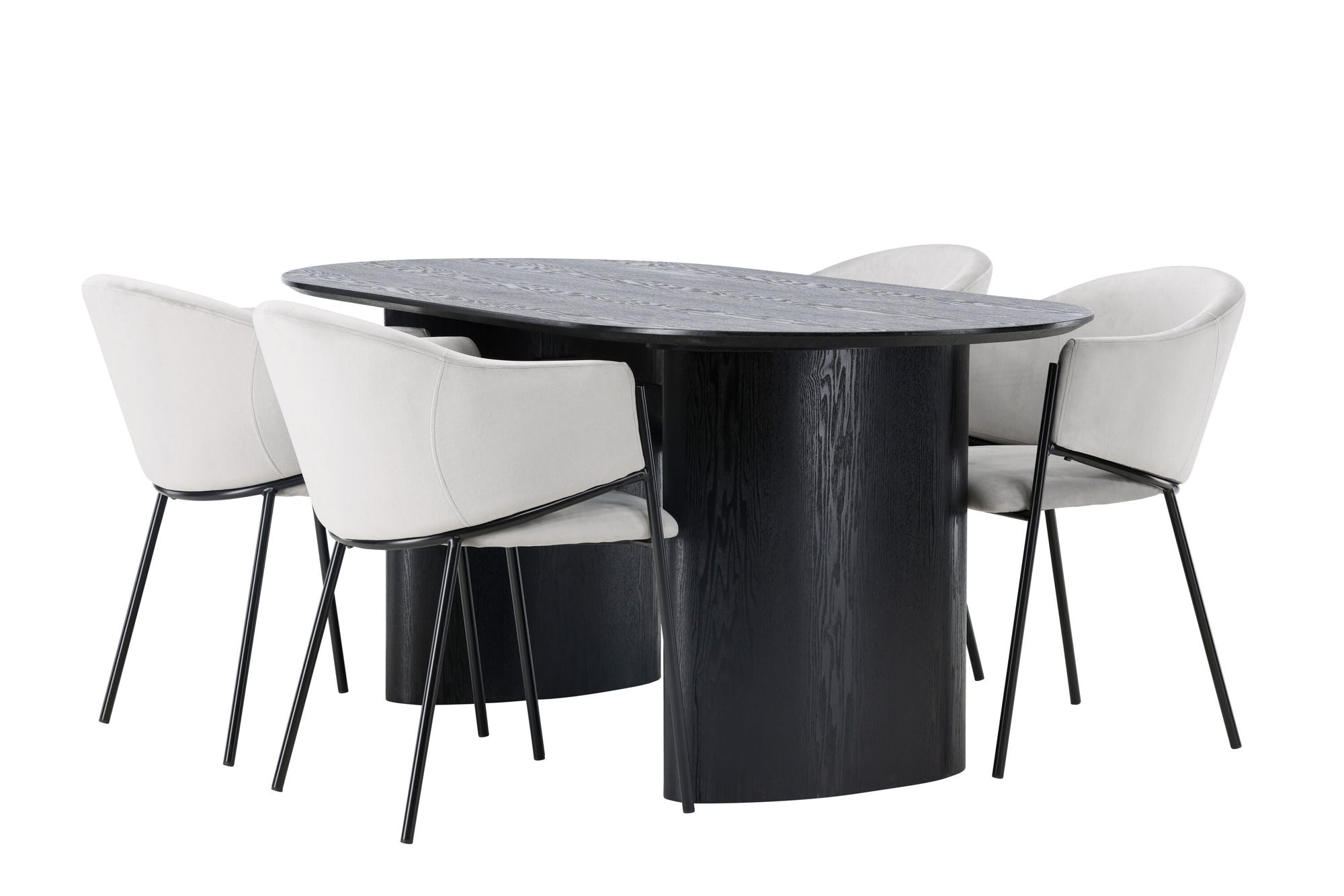 Venture Home Isolde spisebord 180*75 - Black / Black MDF +Evelina Spisebordsstol - Black / Light grey Velvet _4