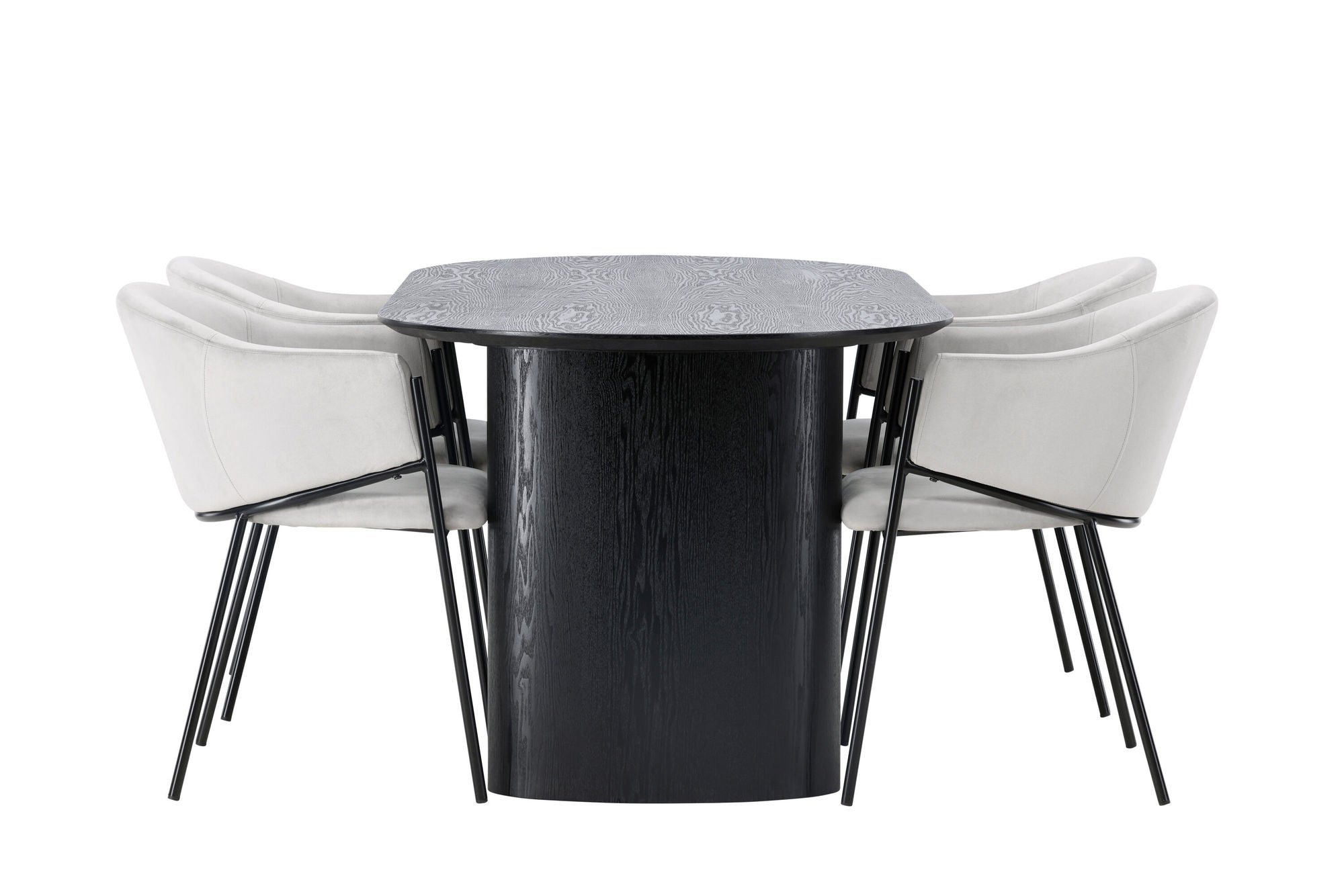 Venture Home Isolde spisebord 180*75 - Black / Black MDF +Evelina Spisebordsstol - Black / Light grey Velvet _4
