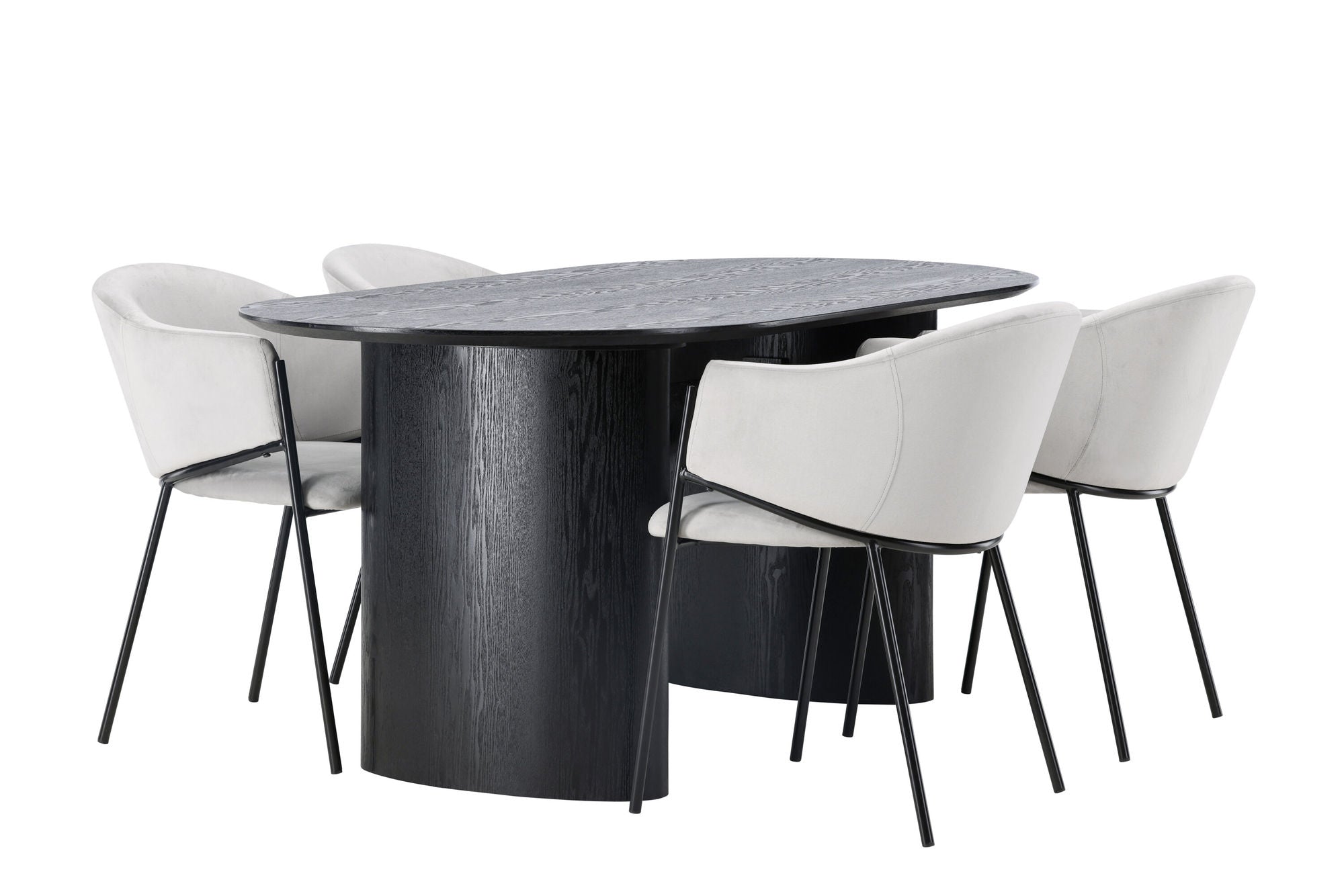 Venture Home Isolde spisebord 180*75 - Black / Black MDF +Evelina Spisebordsstol - Black / Light grey Velvet _4