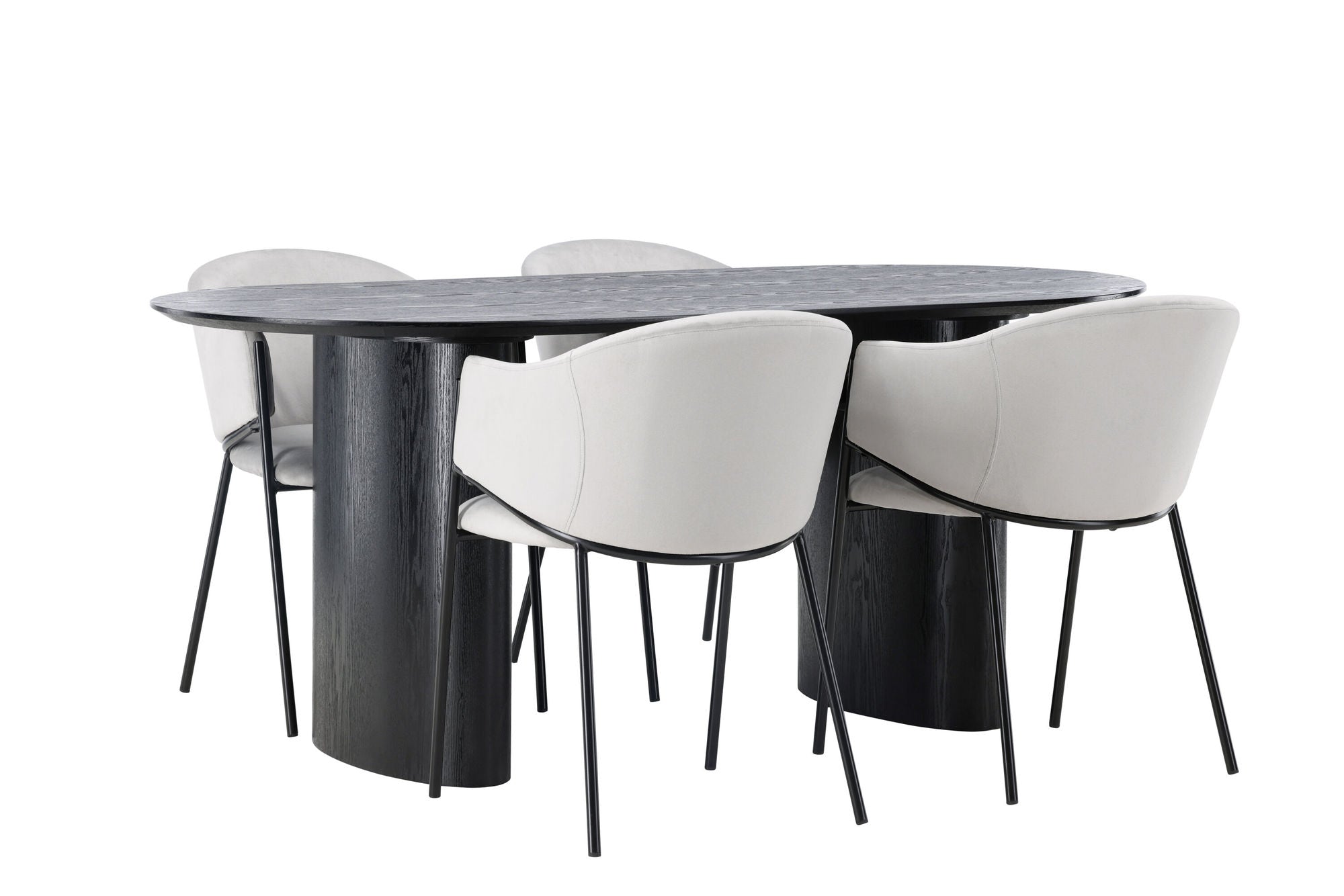 Venture Home Isolde spisebord 180*75 - Black / Black MDF +Evelina Spisebordsstol - Black / Light grey Velvet _4