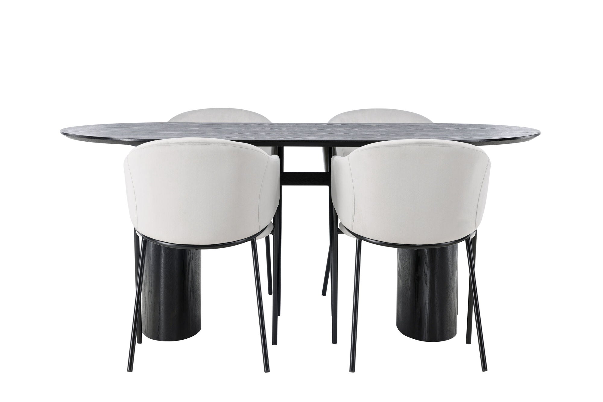 Venture Home Isolde spisebord 180*75 - Black / Black MDF +Evelina Spisebordsstol - Black / Light grey Velvet _4