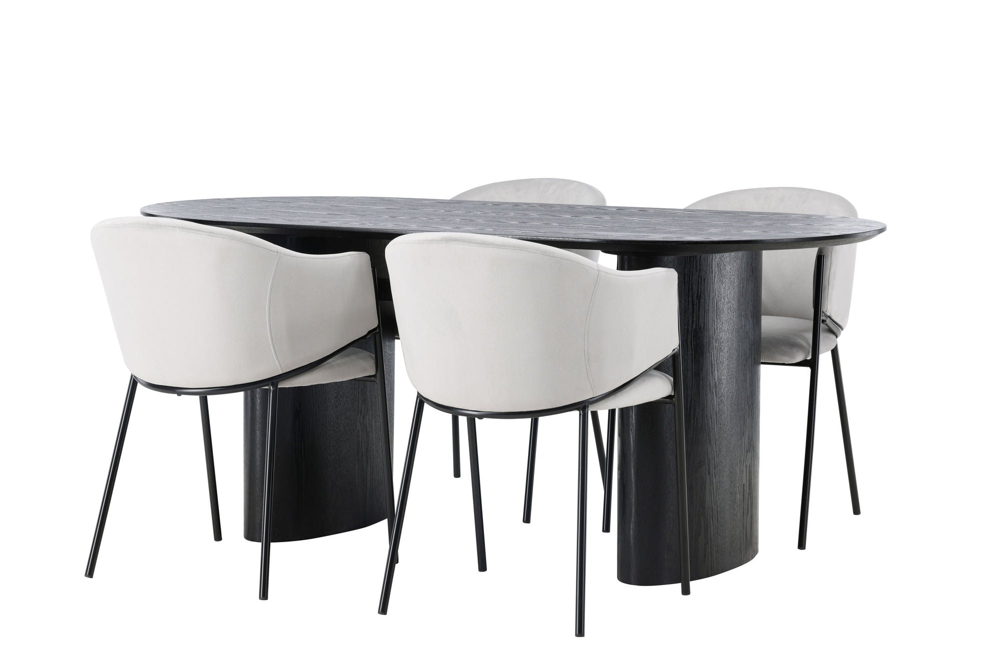 Venture Home Isolde spisebord 180*75 - Black / Black MDF +Evelina Spisebordsstol - Black / Light grey Velvet _4