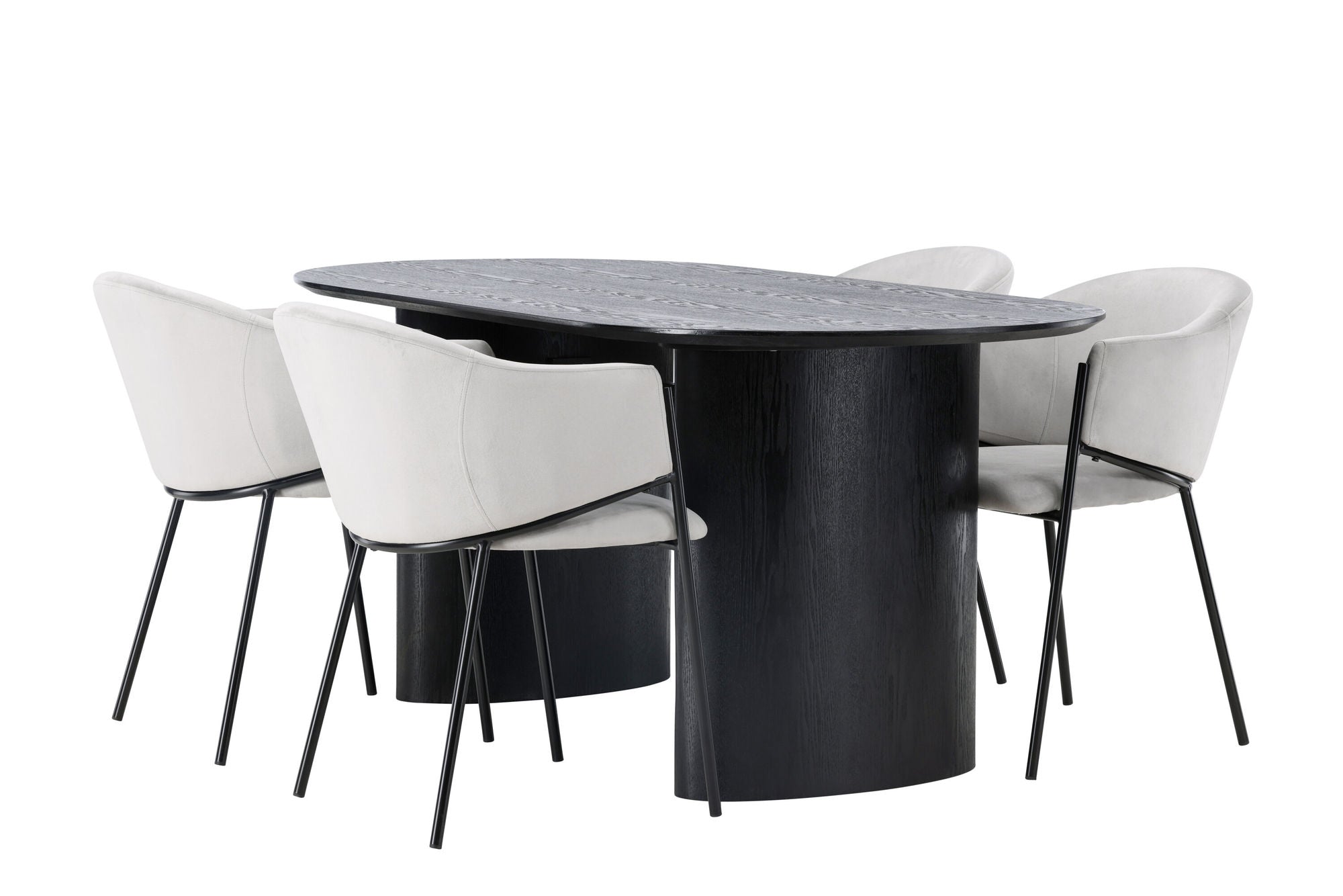 Venture Home Isolde spisebord 180*75 - Black / Black MDF +Evelina Spisebordsstol - Black / Light grey Velvet _4