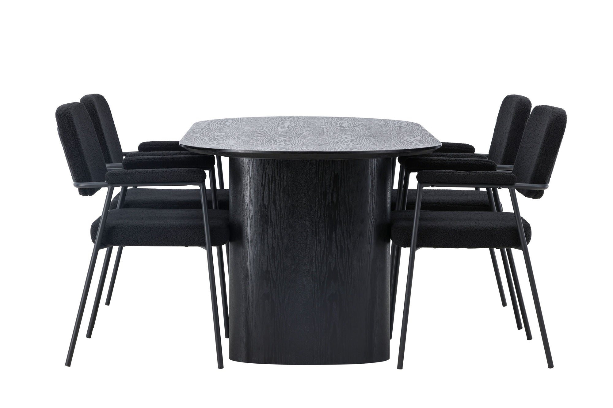 Venture Home Isolde spisebord 180*75 - Black / Black MDF +Yesterday Spisebordsstol - Black / Black Boucle _4