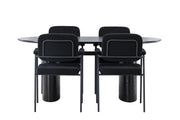 Venture Home Isolde spisebord 180*75 - Black / Black MDF +Yesterday Spisebordsstol - Black / Black Boucle _4