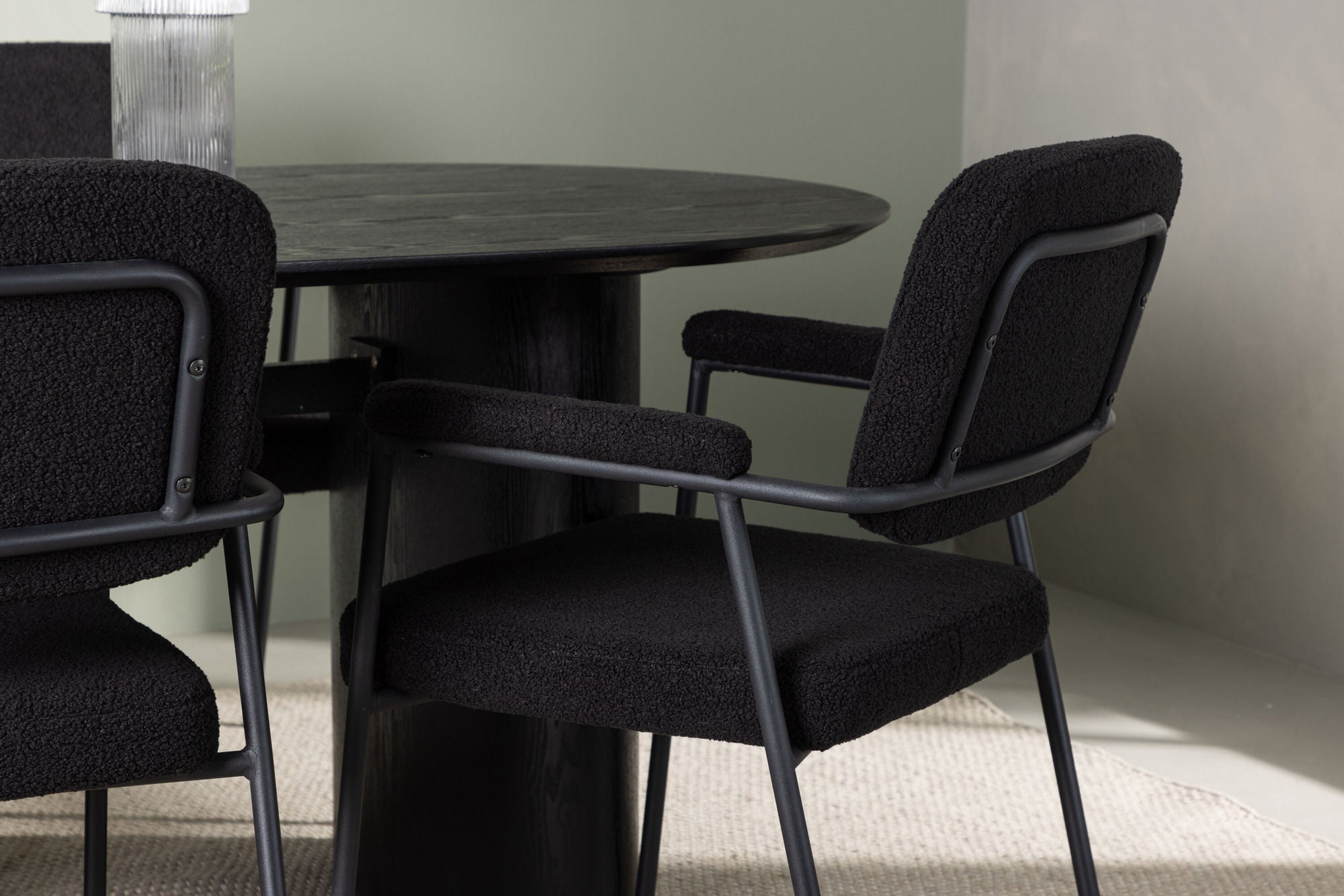 Venture Home Isolde spisebord 180*75 - Black / Black MDF +Yesterday Spisebordsstol - Black / Black Boucle _4
