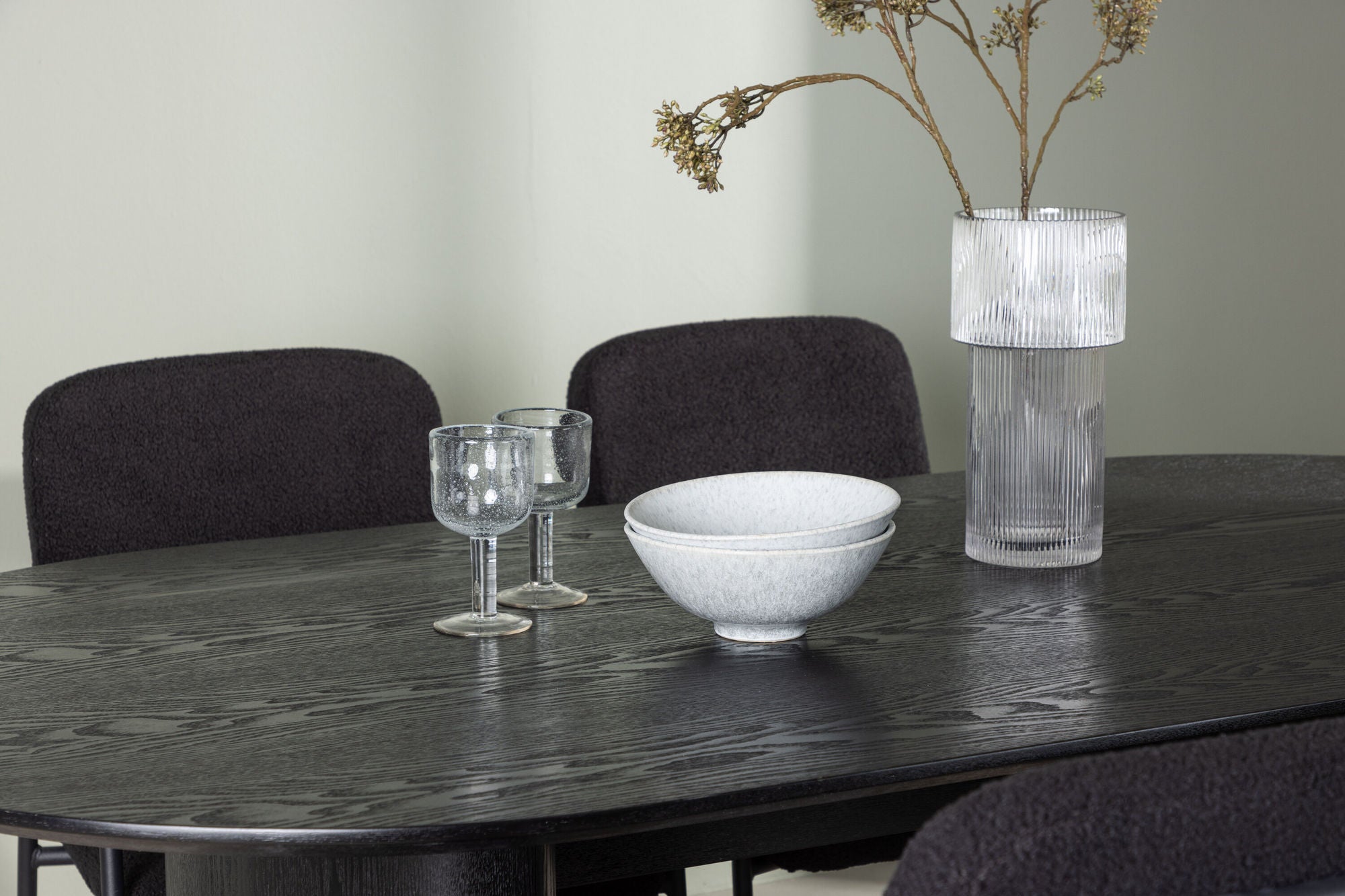 Venture Home Isolde spisebord 180*75 - Black / Black MDF +Yesterday Spisebordsstol - Black / Black Boucle _4
