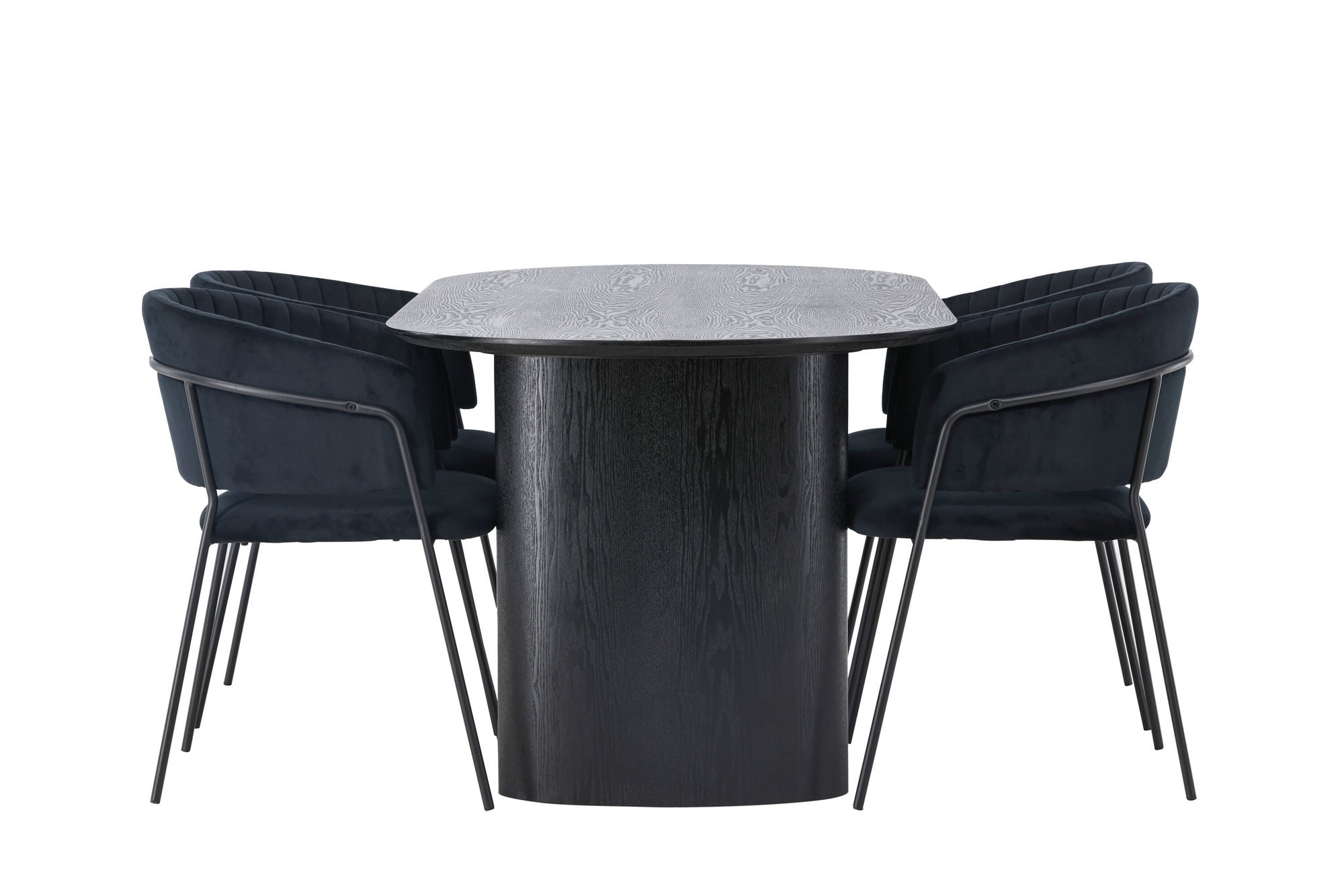 Venture Home Isolde spisebord 180*75 - Black / Black MDF +Selma Spisebordsstol - Black / Black Velvet _4