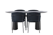 Venture Home Isolde spisebord 180*75 - Black / Black MDF +Selma Spisebordsstol - Black / Black Velvet _4