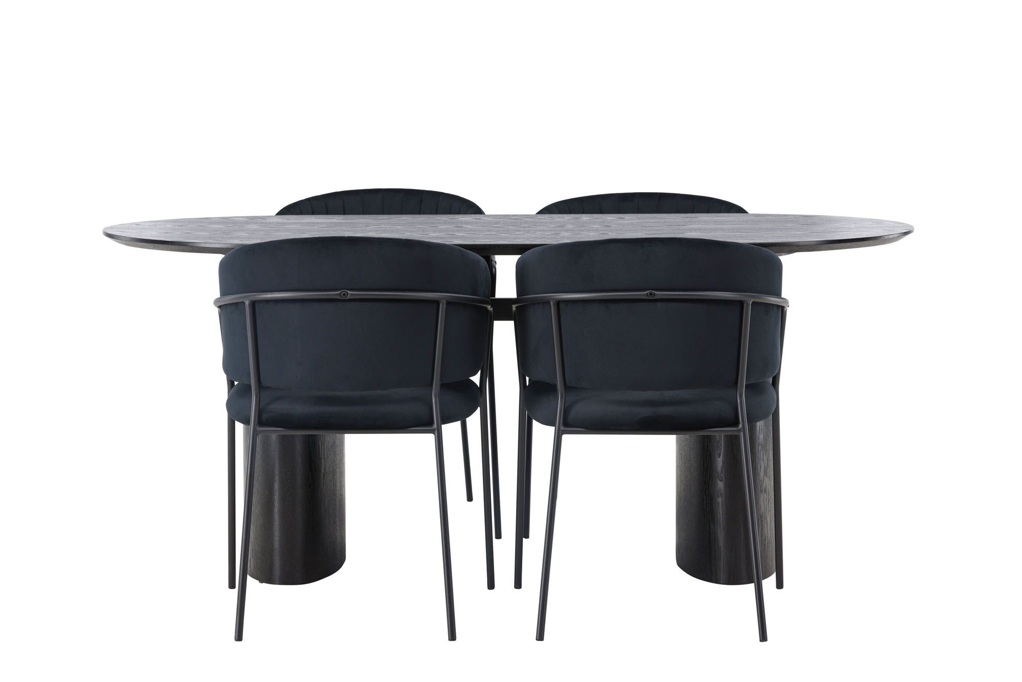 Venture Home Isolde spisebord 180*75 - Black / Black MDF +Selma Spisebordsstol - Black / Black Velvet _4