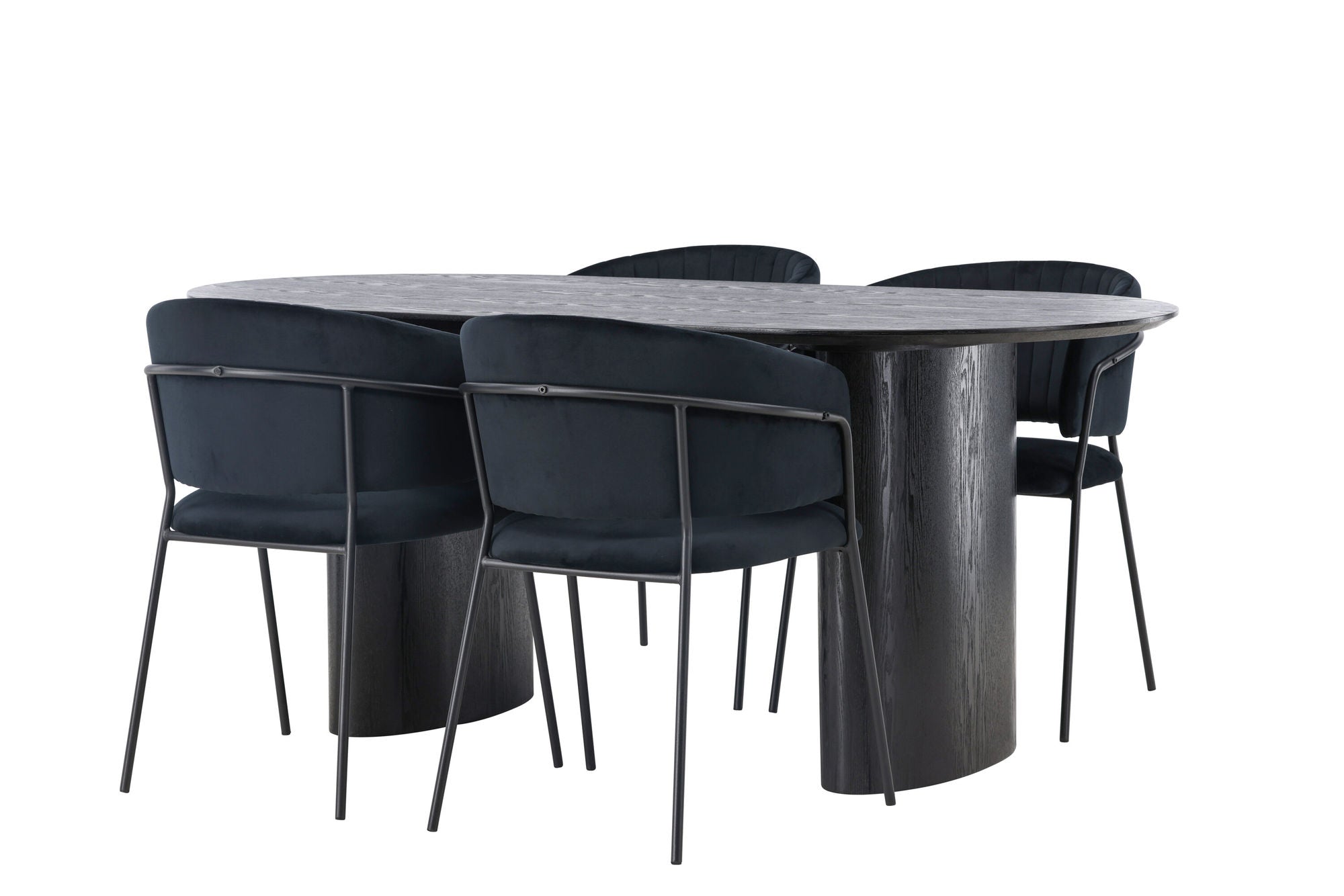 Venture Home Isolde spisebord 180*75 - Black / Black MDF +Selma Spisebordsstol - Black / Black Velvet _4