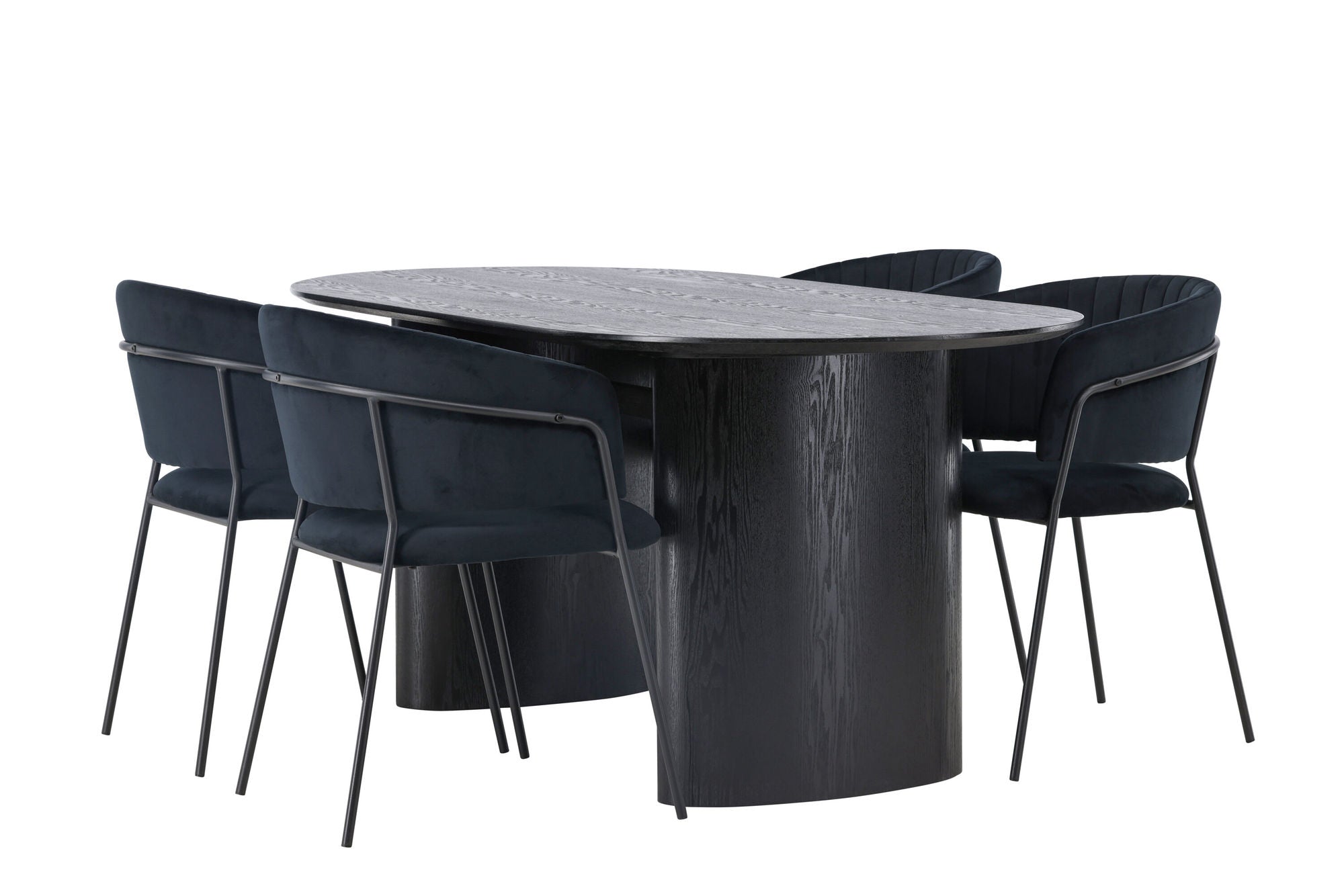 Venture Home Isolde spisebord 180*75 - Black / Black MDF +Selma Spisebordsstol - Black / Black Velvet _4