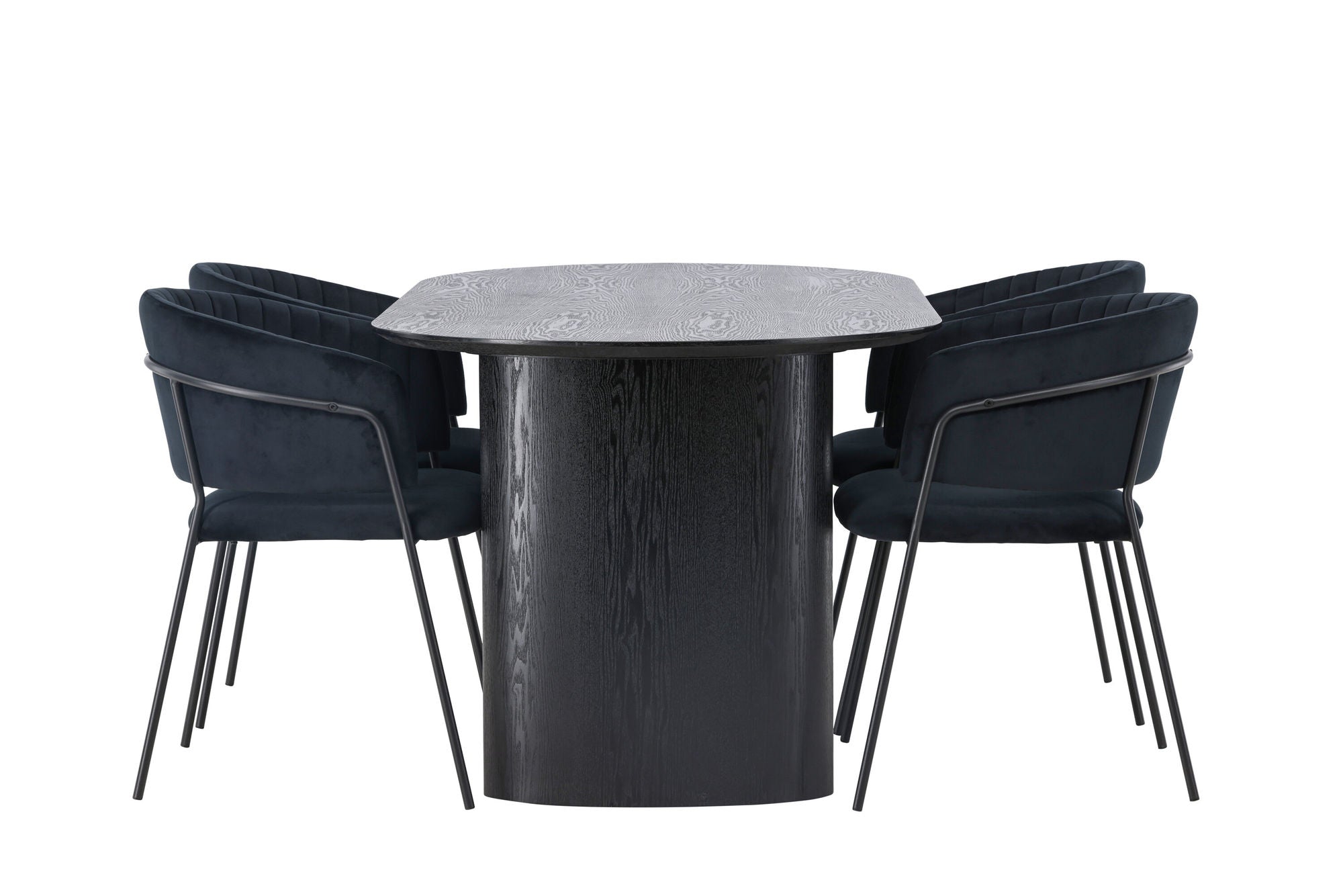 Venture Home Isolde spisebord 180*75 - Black / Black MDF +Selma Spisebordsstol - Black / Black Velvet _4
