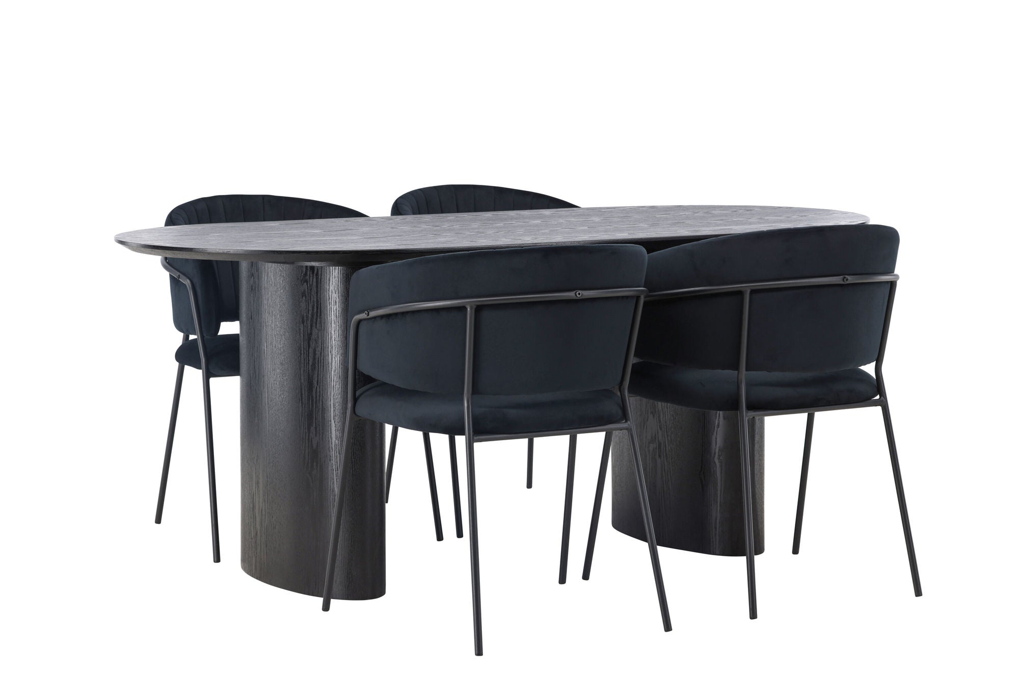 Venture Home Isolde spisebord 180*75 - Black / Black MDF +Selma Spisebordsstol - Black / Black Velvet _4