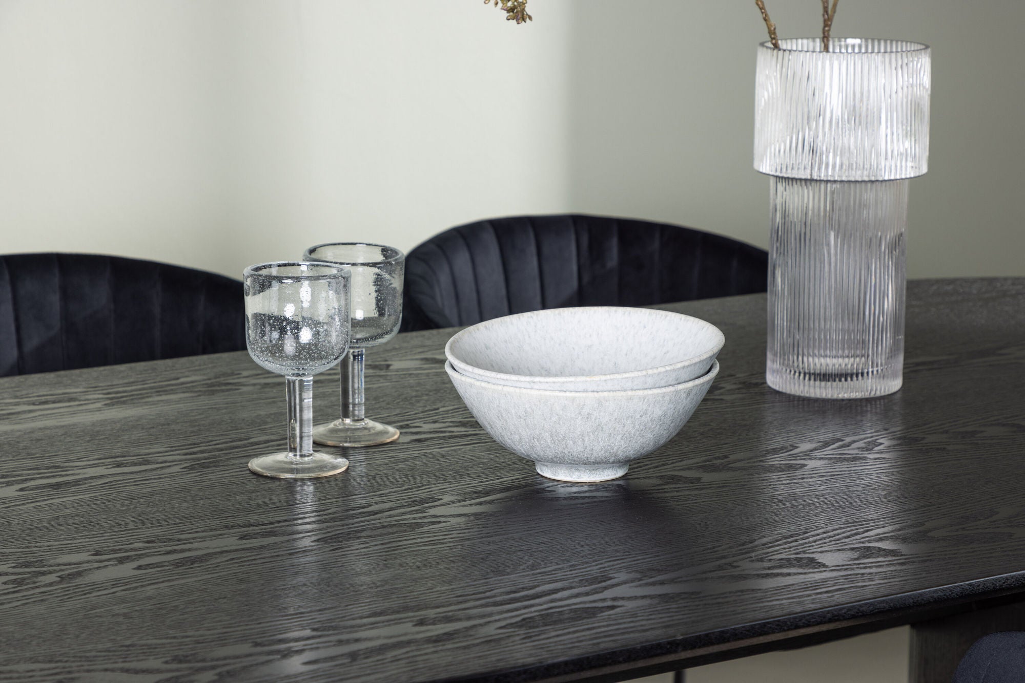 Venture Home Isolde spisebord 180*75 - Black / Black MDF +Selma Spisebordsstol - Black / Black Velvet _4