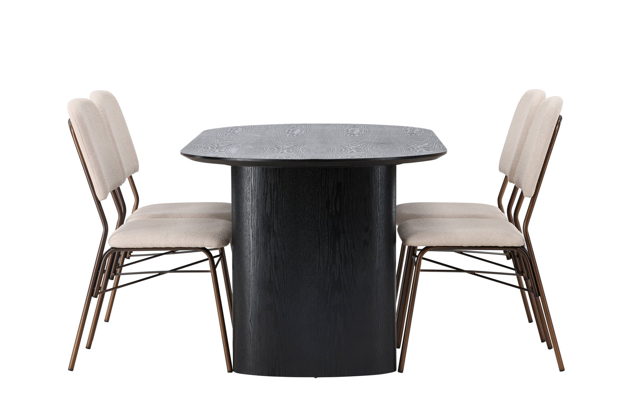 Venture Home Isolde spisebord 180*75 - Black / Black MDF +Seda Spisebordsstol - Matte brown / Beige Fabric _4