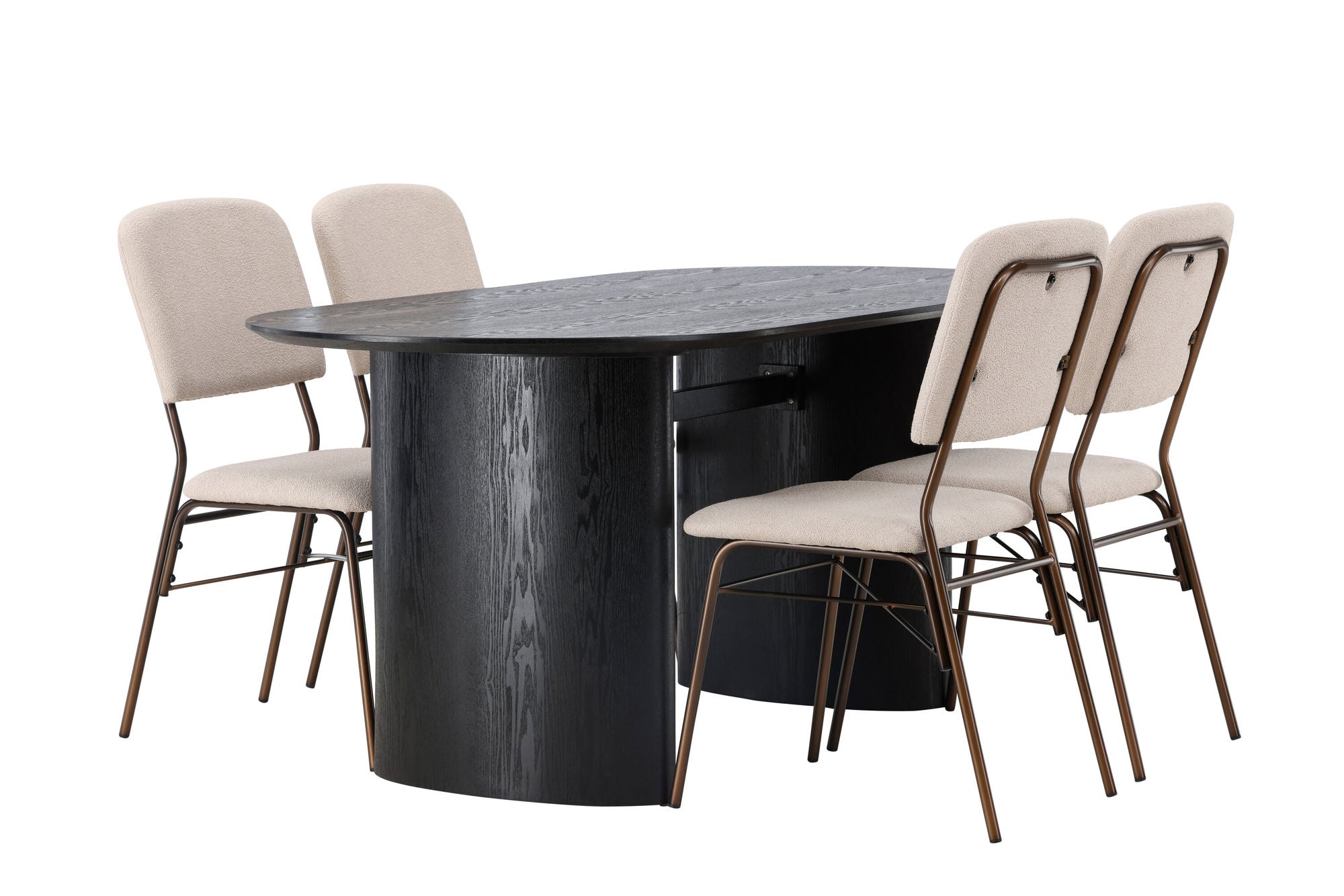 Venture Home Isolde spisebord 180*75 - Black / Black MDF +Seda Spisebordsstol - Matte brown / Beige Fabric _4