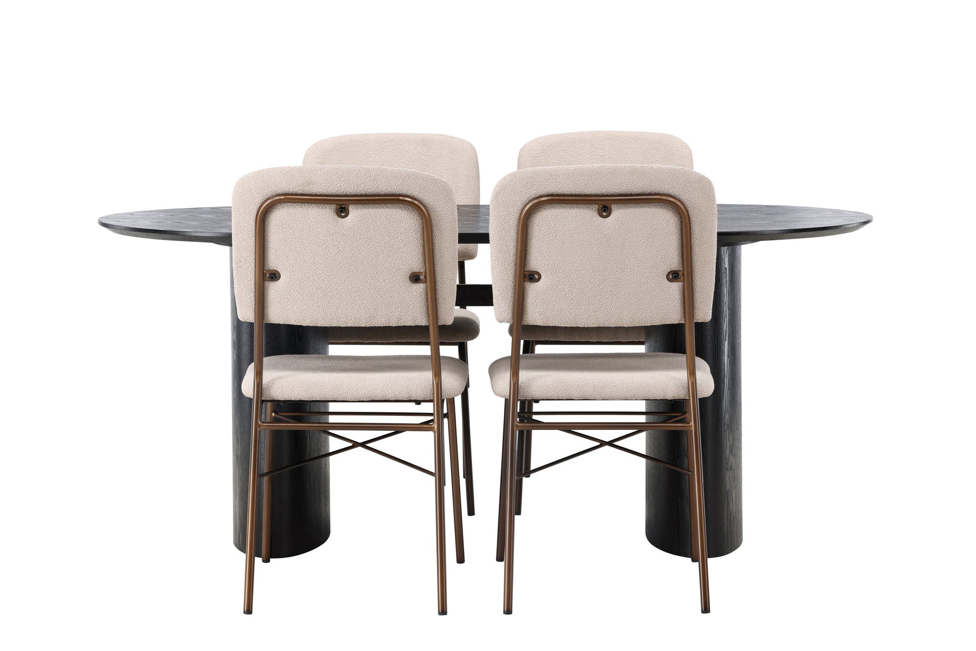 Venture Home Isolde spisebord 180*75 - Black / Black MDF +Seda Spisebordsstol - Matte brown / Beige Fabric _4