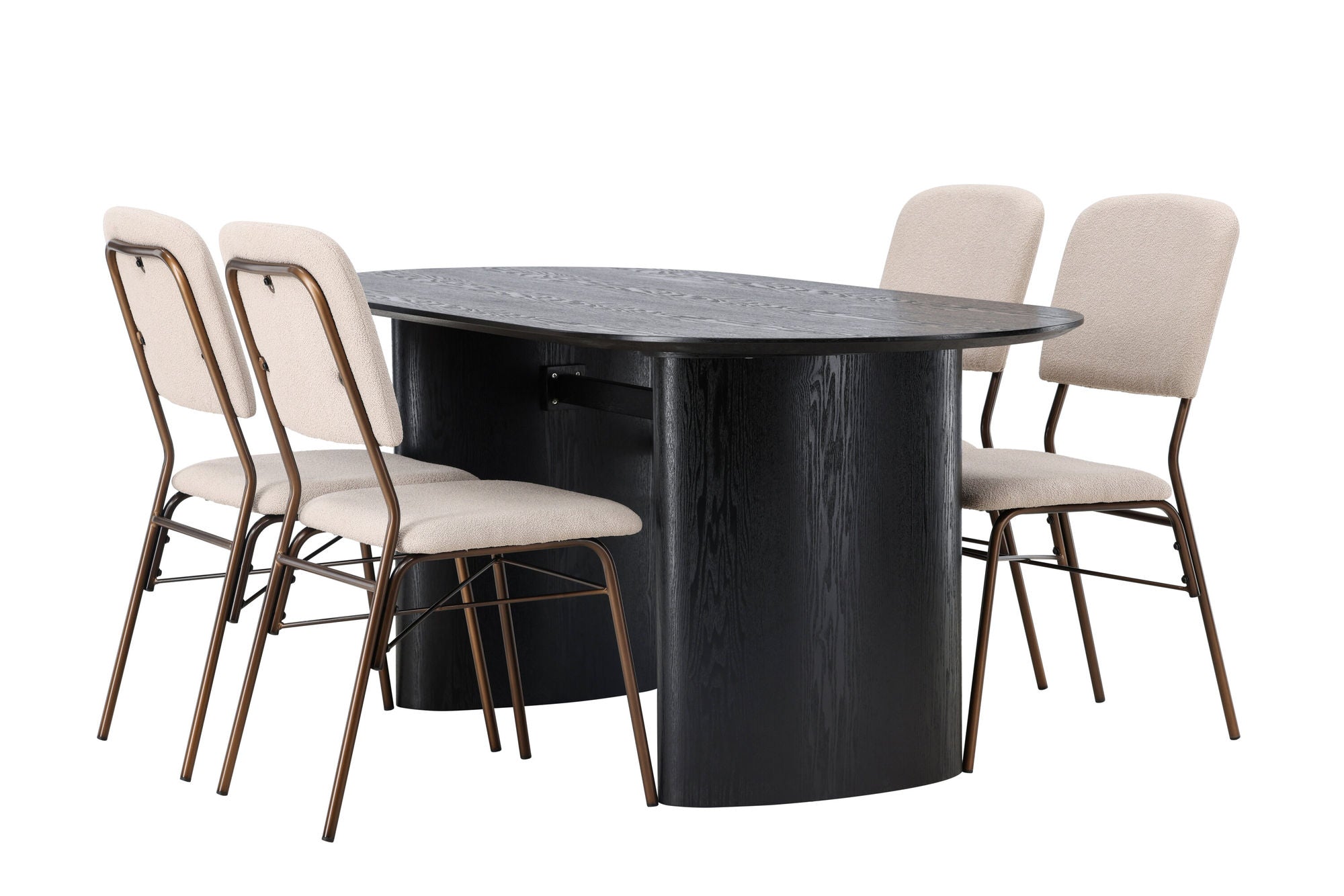 Venture Home Isolde spisebord 180*75 - Black / Black MDF +Seda Spisebordsstol - Matte brown / Beige Fabric _4