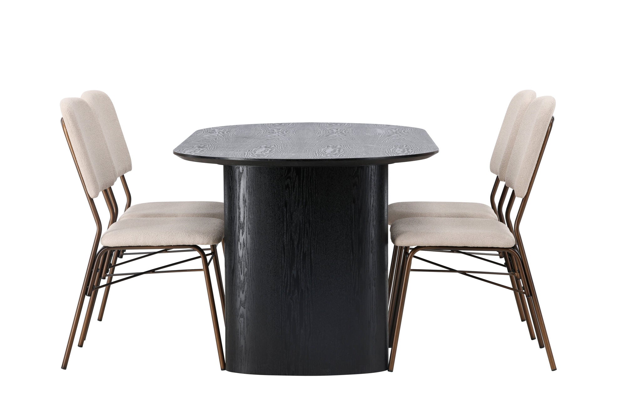 Venture Home Isolde spisebord 180*75 - Black / Black MDF +Seda Spisebordsstol - Matte brown / Beige Fabric _4