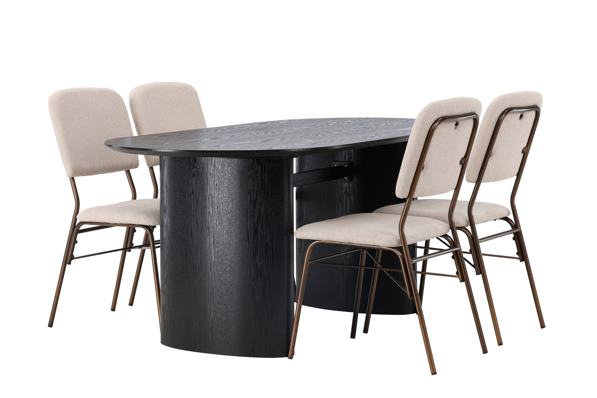 Venture Home Isolde spisebord 180*75 - Black / Black MDF +Seda Spisebordsstol - Matte brown / Beige Fabric _4