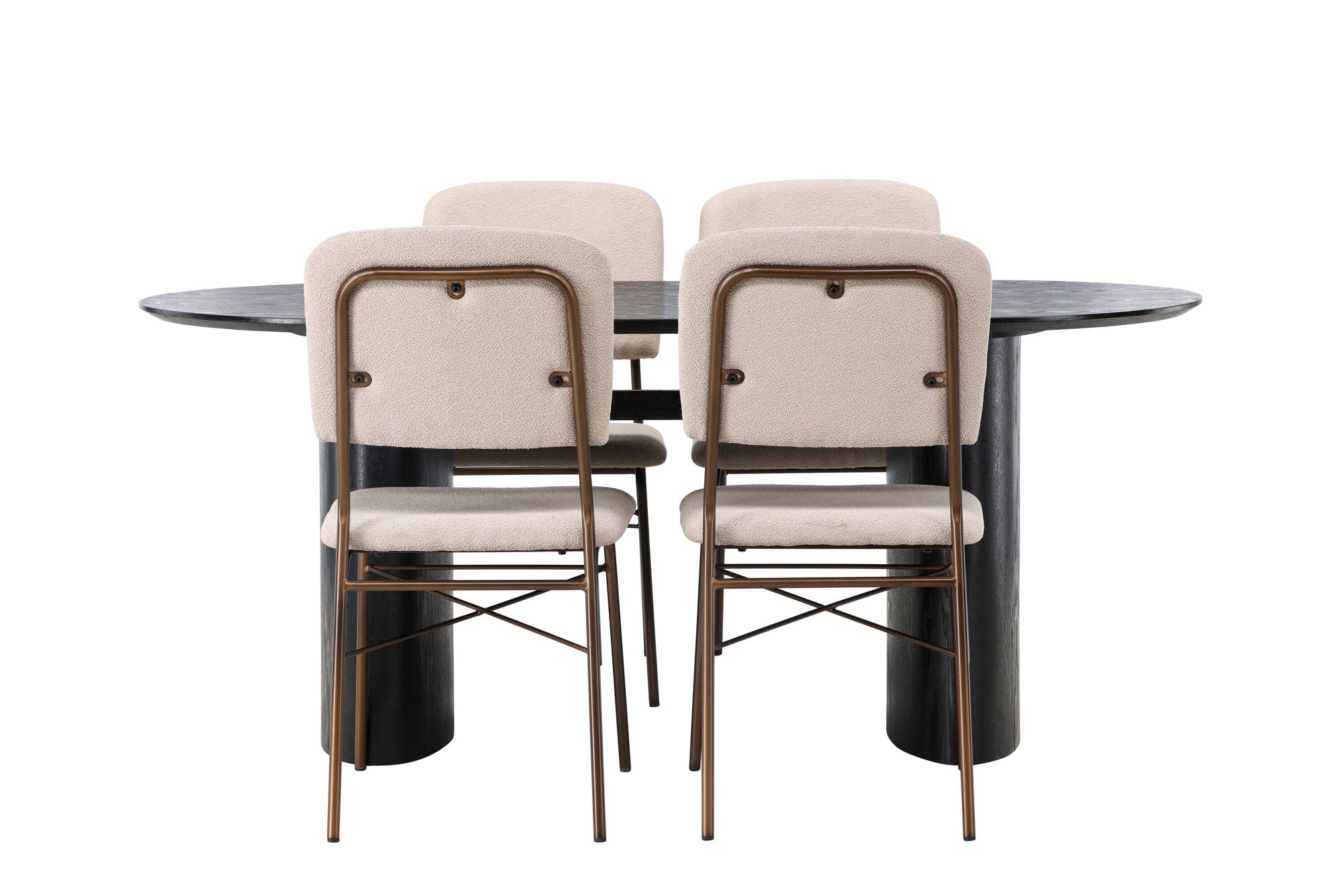 Venture Home Isolde spisebord 180*75 - Black / Black MDF +Seda Spisebordsstol - Matte brown / Beige Fabric _4