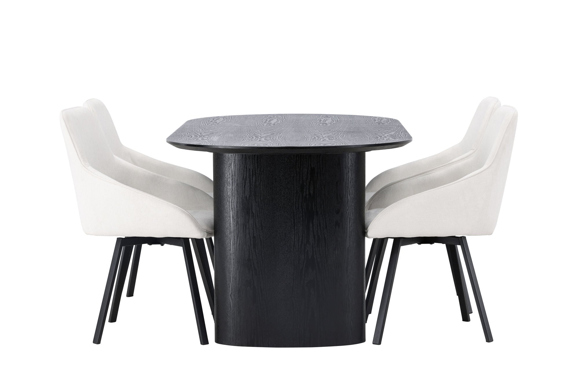 Venture Home Isolde spisebord 180*75 - Black / Black MDF +Rosie Spisebordsstol - Black / Beige Fabric _4