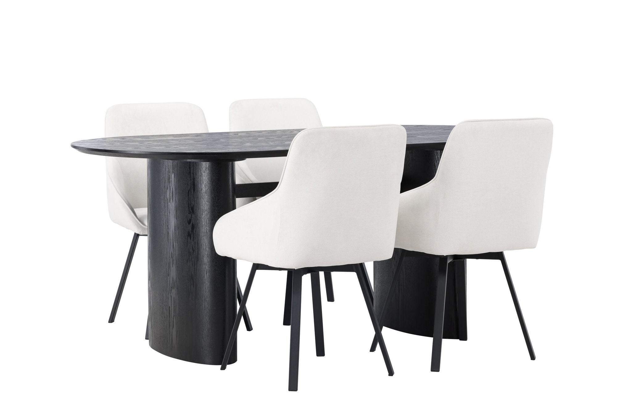 Venture Home Isolde spisebord 180*75 - Black / Black MDF +Rosie Spisebordsstol - Black / Beige Fabric _4