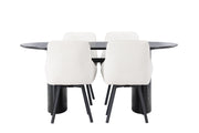Venture Home Isolde spisebord 180*75 - Black / Black MDF +Rosie Spisebordsstol - Black / Beige Fabric _4