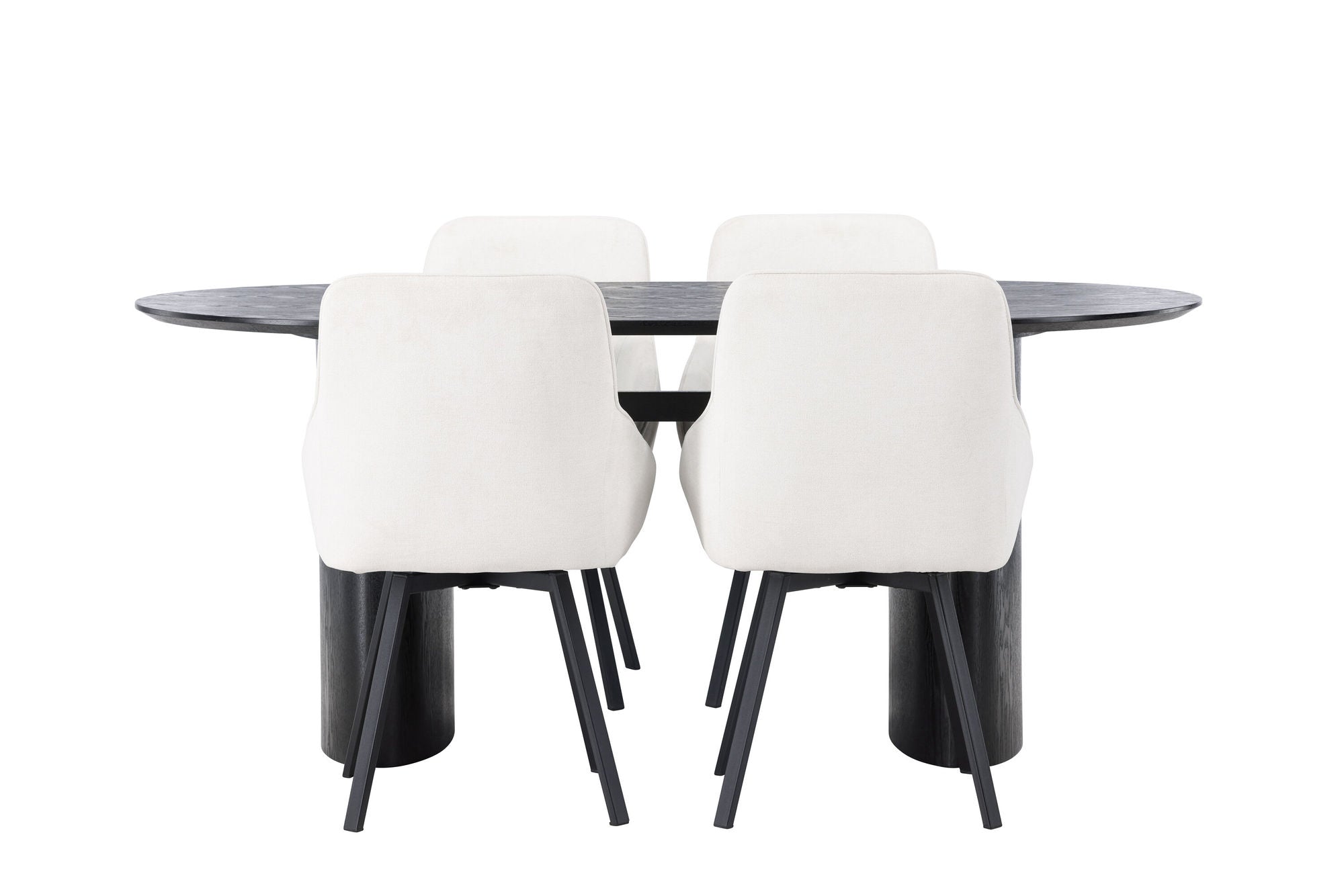 Venture Home Isolde spisebord 180*75 - Black / Black MDF +Rosie Spisebordsstol - Black / Beige Fabric _4