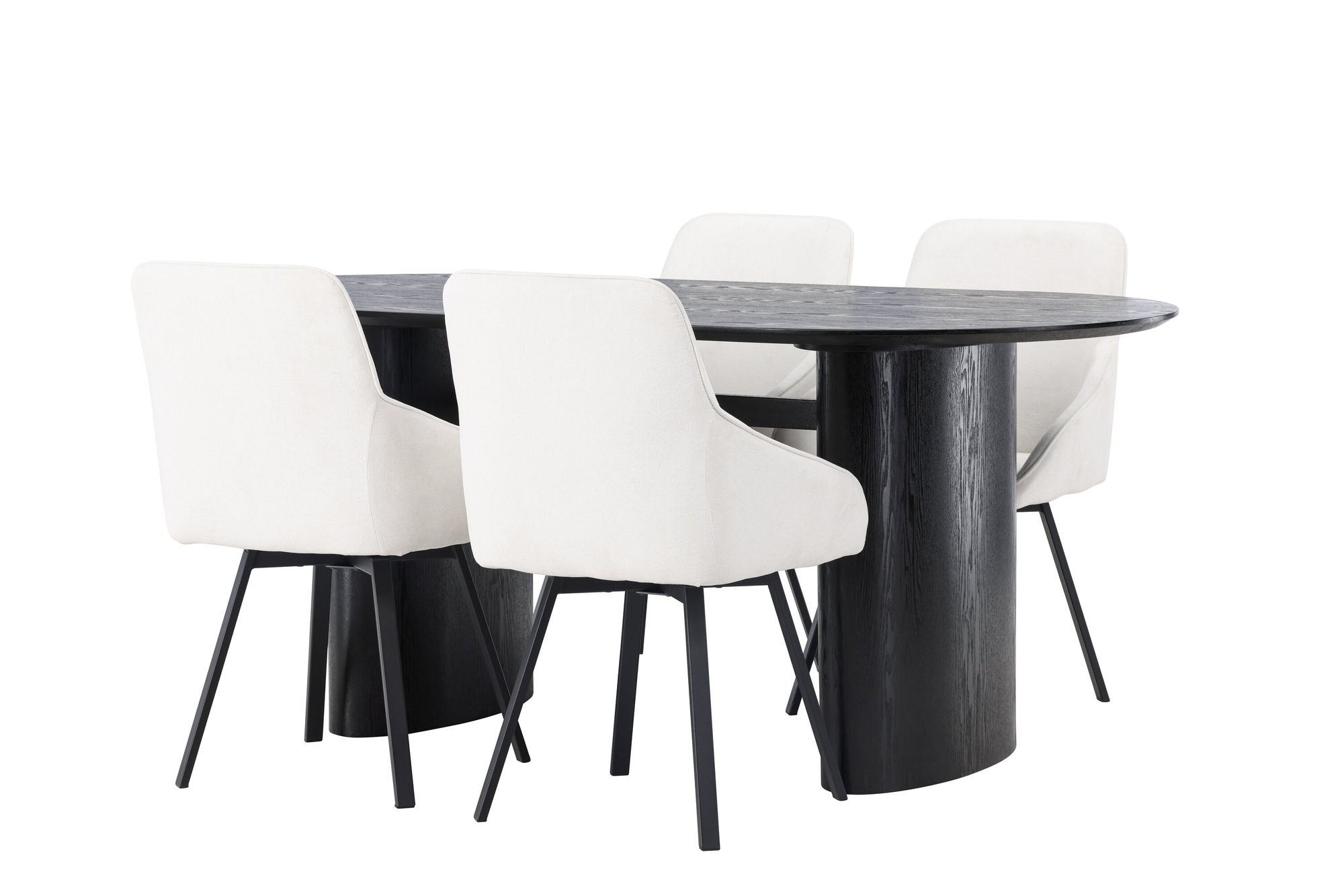 Venture Home Isolde spisebord 180*75 - Black / Black MDF +Rosie Spisebordsstol - Black / Beige Fabric _4