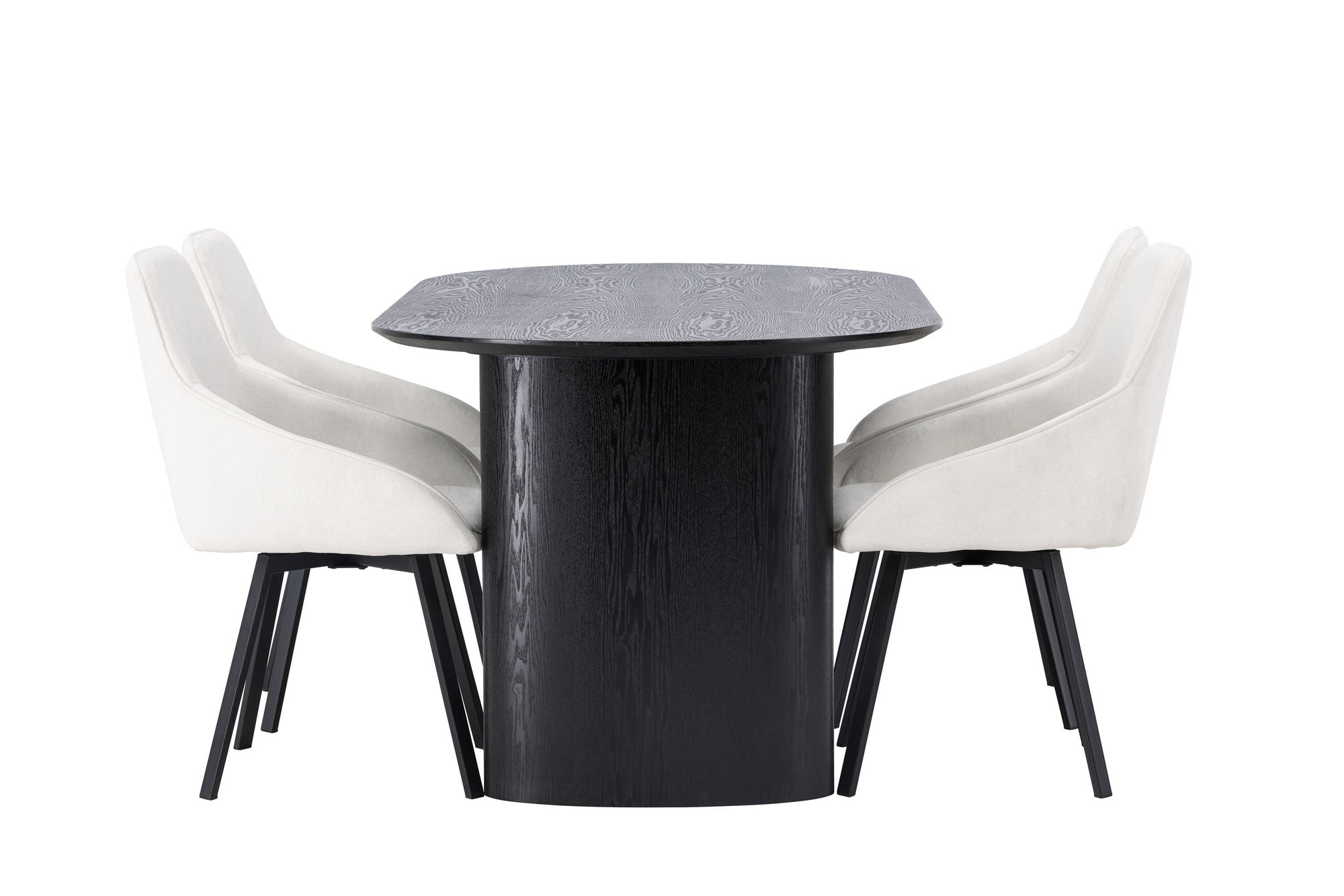 Venture Home Isolde spisebord 180*75 - Black / Black MDF +Rosie Spisebordsstol - Black / Beige Fabric _4