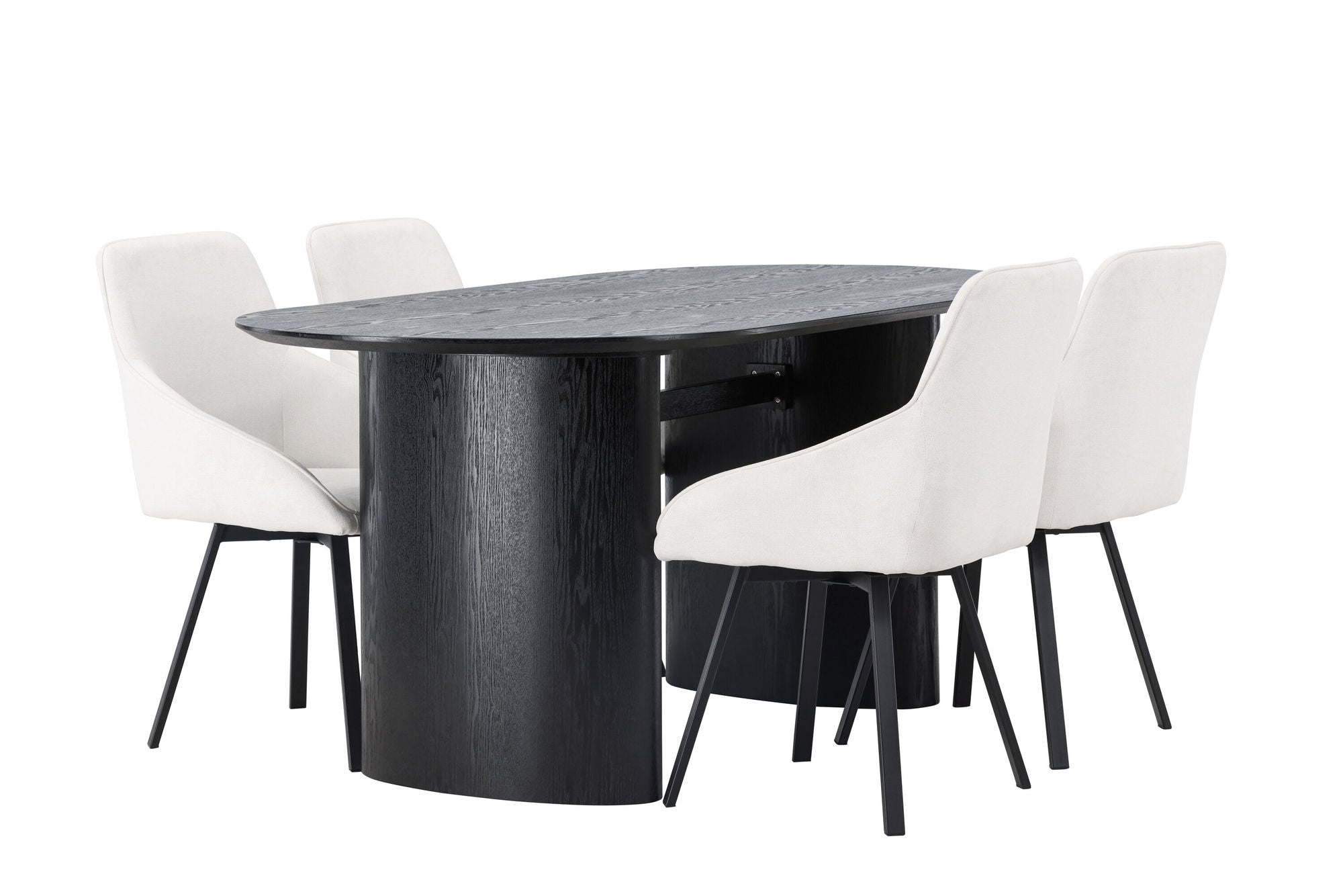 Venture Home Isolde spisebord 180*75 - Black / Black MDF +Rosie Spisebordsstol - Black / Beige Fabric _4