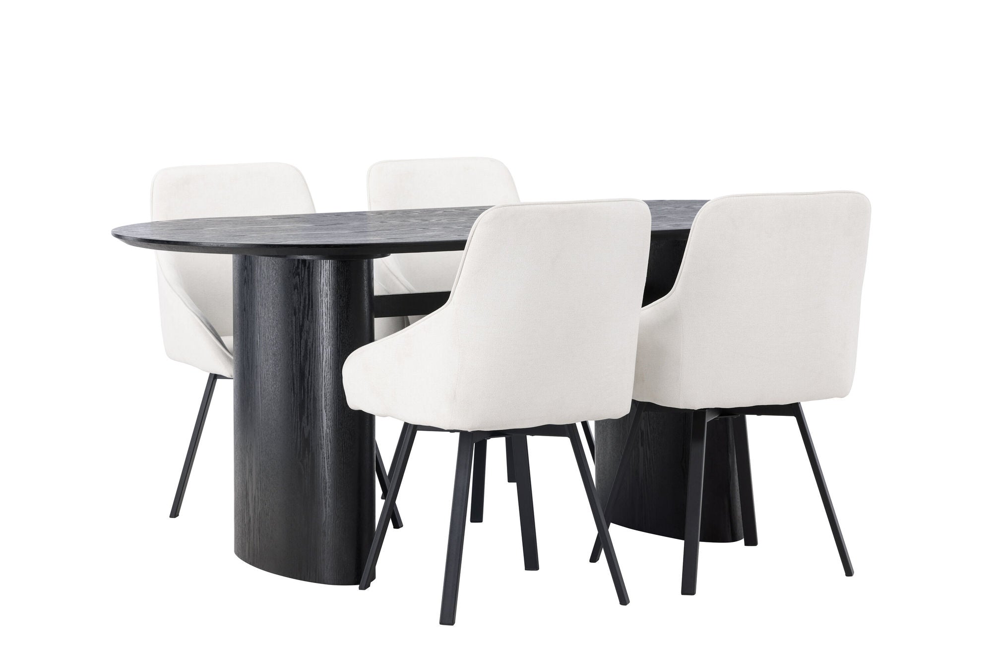 Venture Home Isolde spisebord 180*75 - Black / Black MDF +Rosie Spisebordsstol - Black / Beige Fabric _4