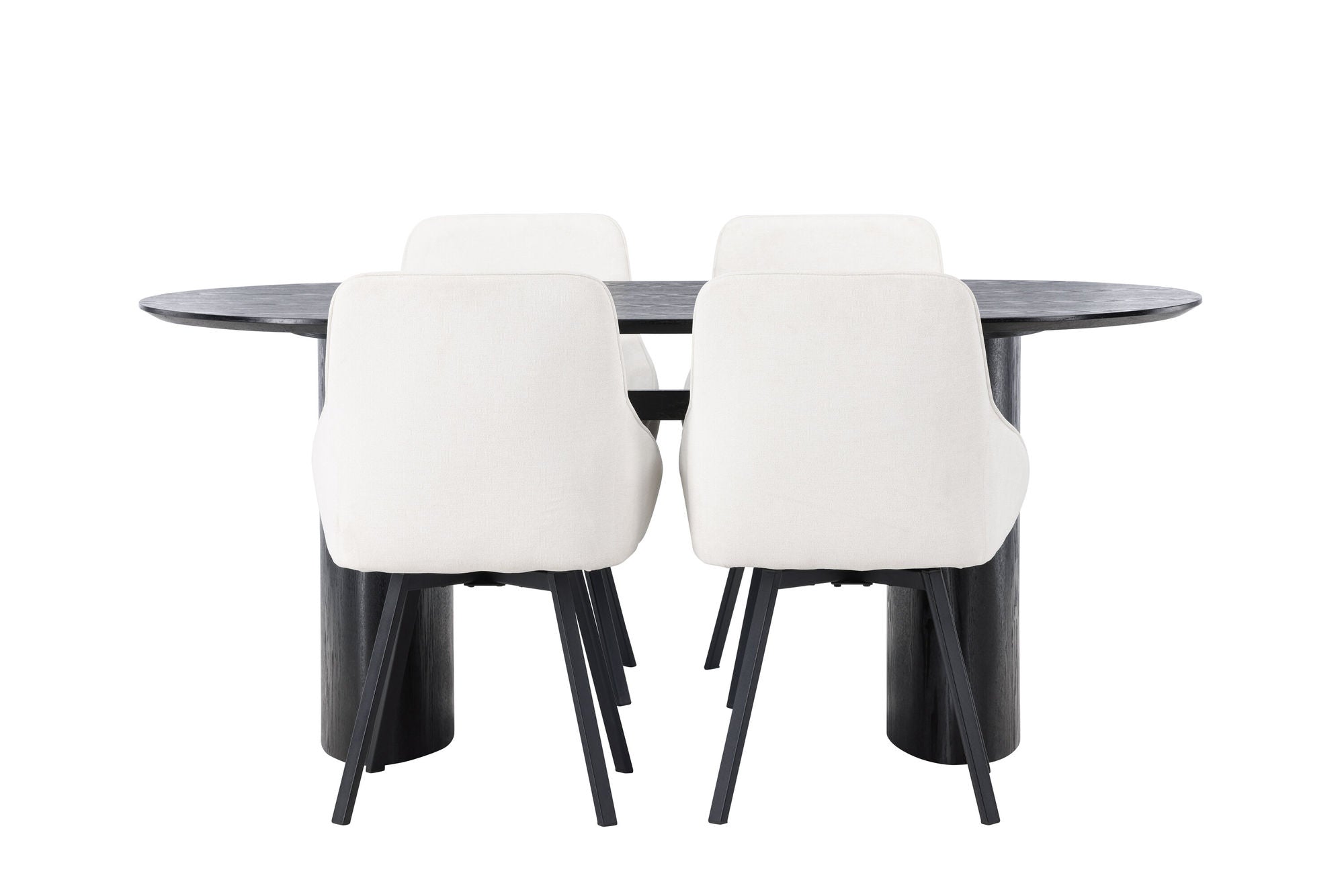 Venture Home Isolde spisebord 180*75 - Black / Black MDF +Rosie Spisebordsstol - Black / Beige Fabric _4