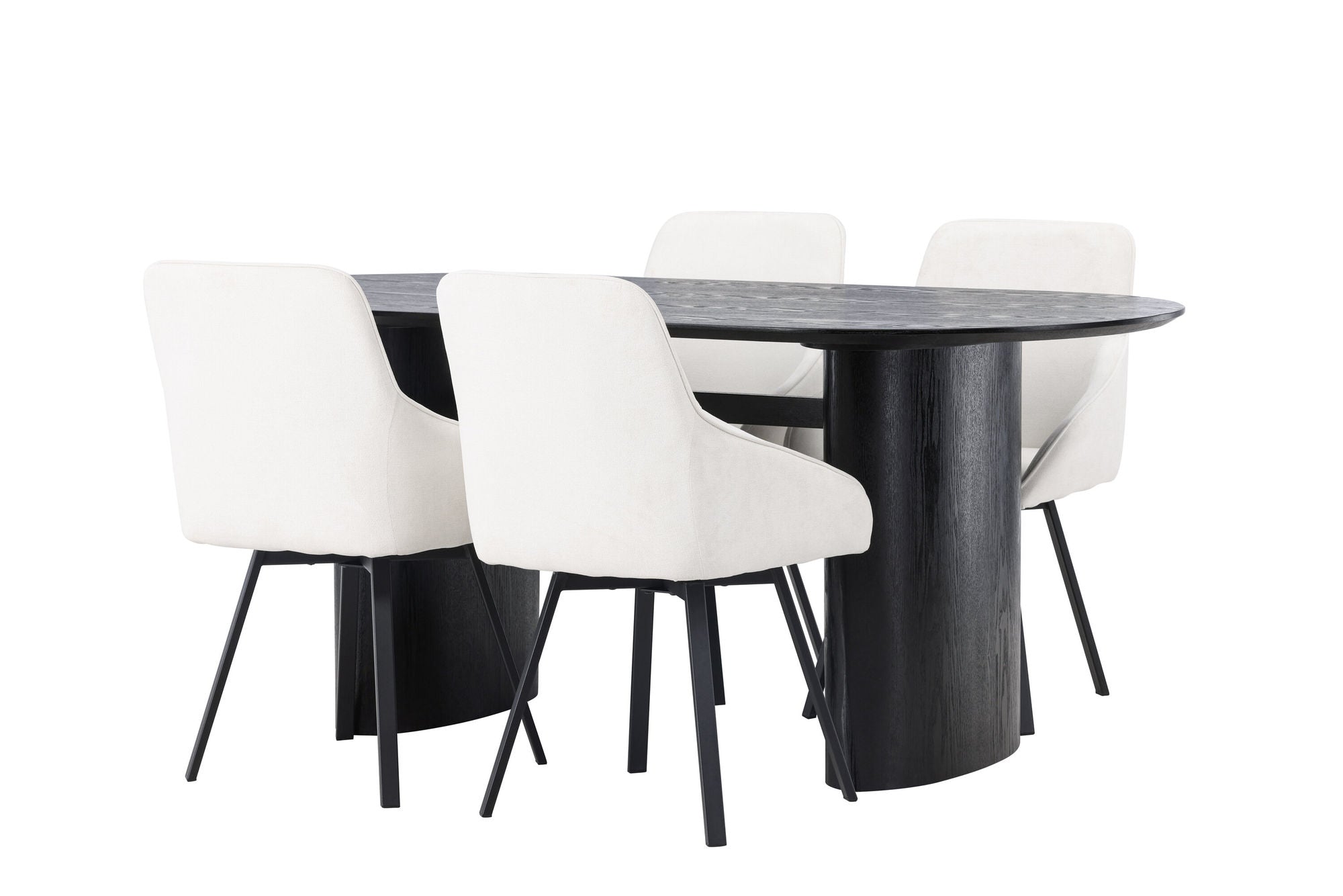 Venture Home Isolde spisebord 180*75 - Black / Black MDF +Rosie Spisebordsstol - Black / Beige Fabric _4