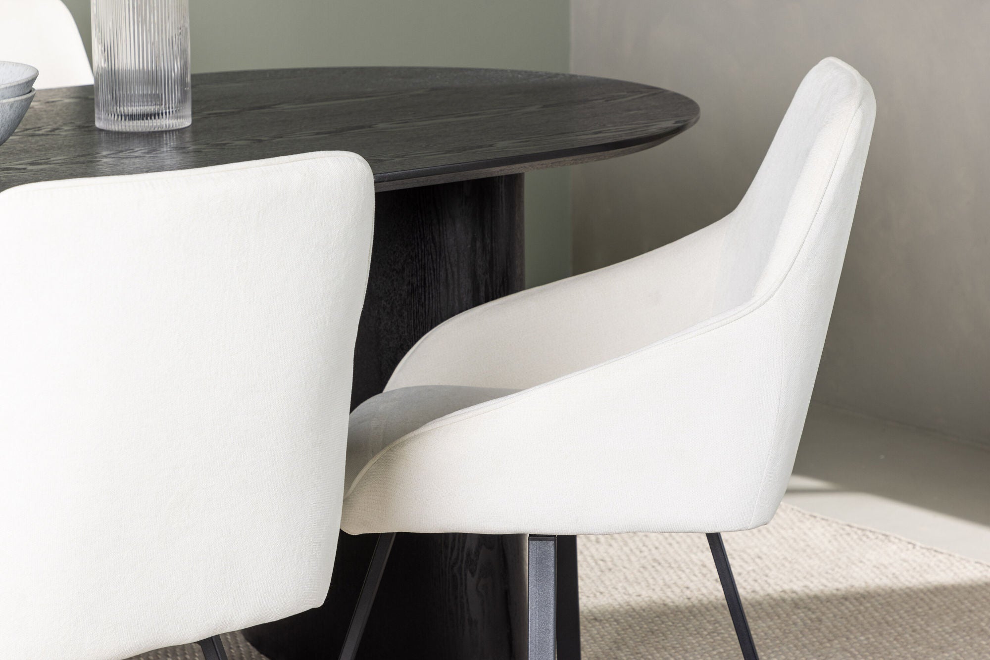 Venture Home Isolde spisebord 180*75 - Black / Black MDF +Rosie Spisebordsstol - Black / Beige Fabric _4