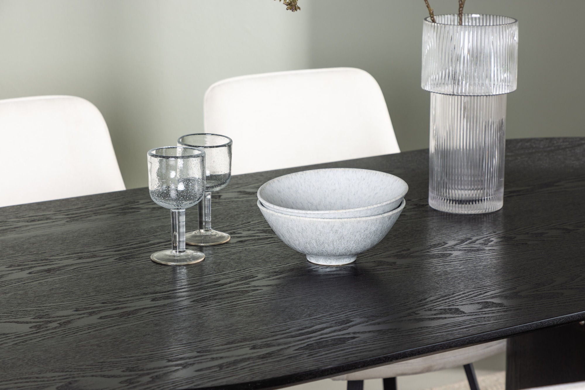 Venture Home Isolde spisebord 180*75 - Black / Black MDF +Rosie Spisebordsstol - Black / Beige Fabric _4