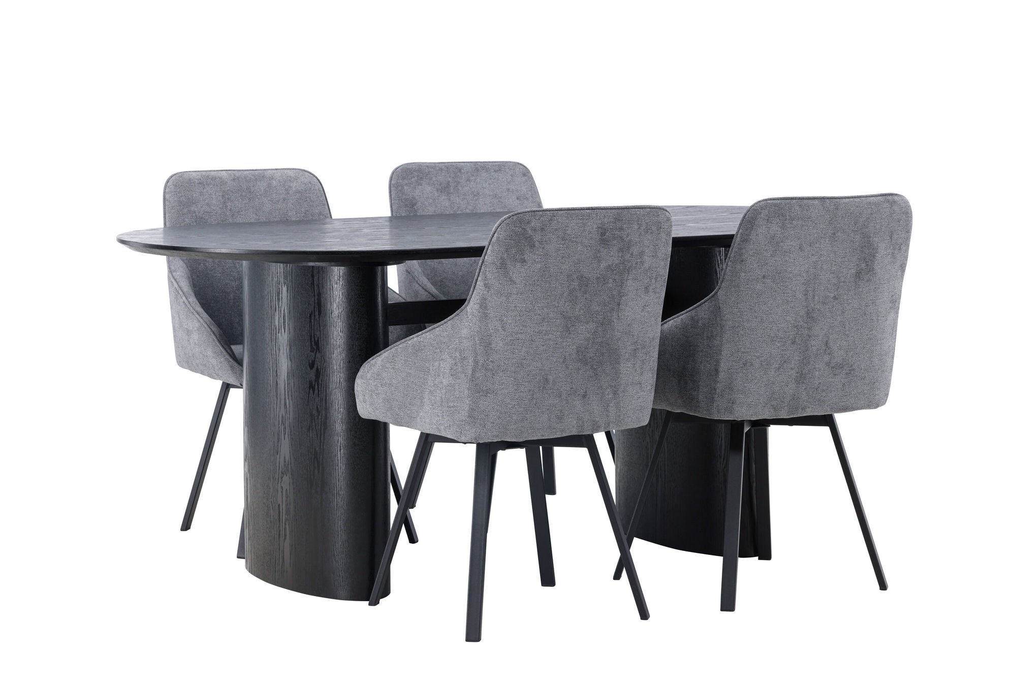 Venture Home Isolde spisebord 180*75 - Black / Black MDF +Rosie Spisebordsstol - Black / Dark grey Fabric _4